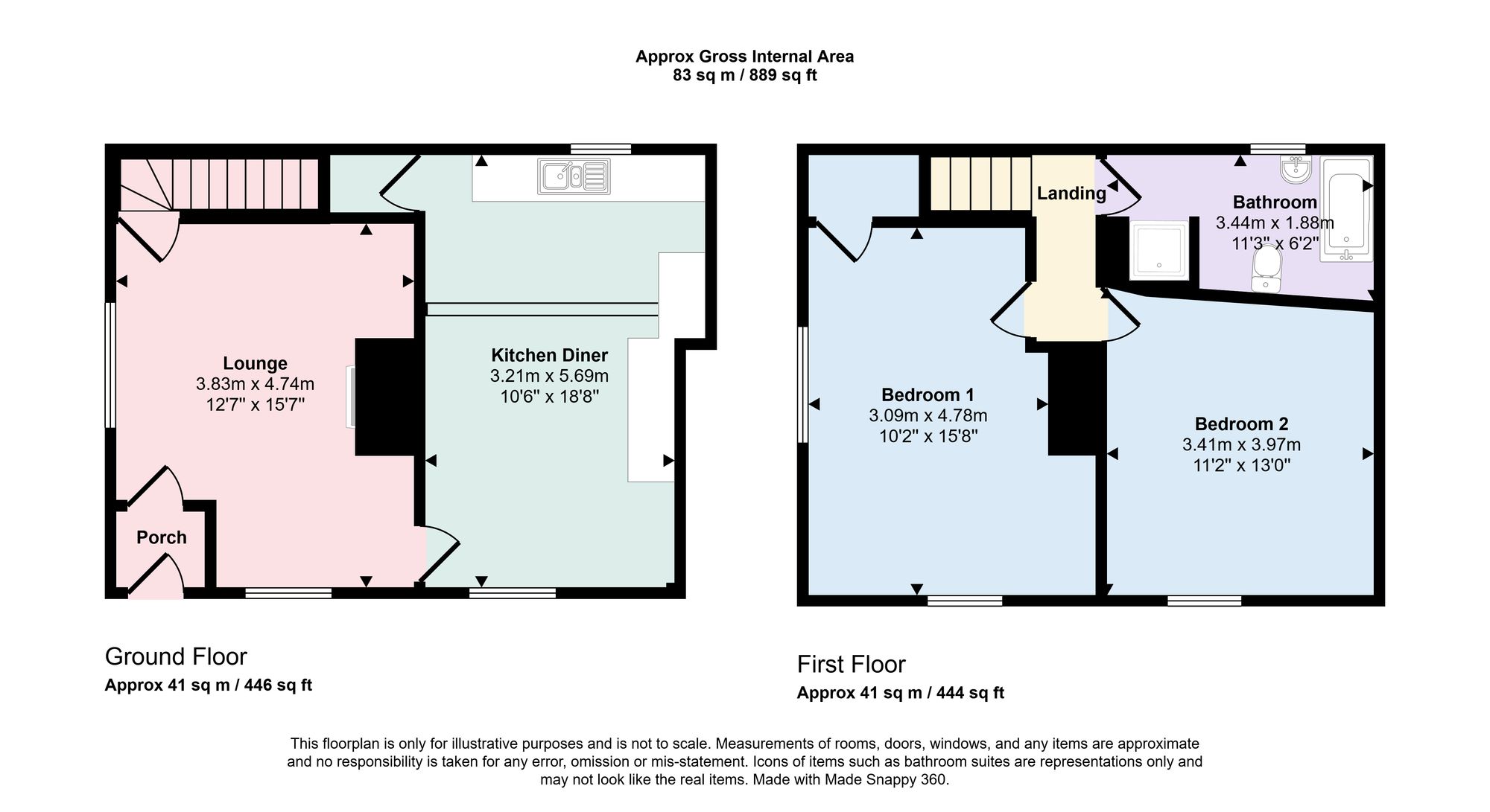 2 bed end of terrace house for sale in Nursery Lane, Halifax - Property floorplan