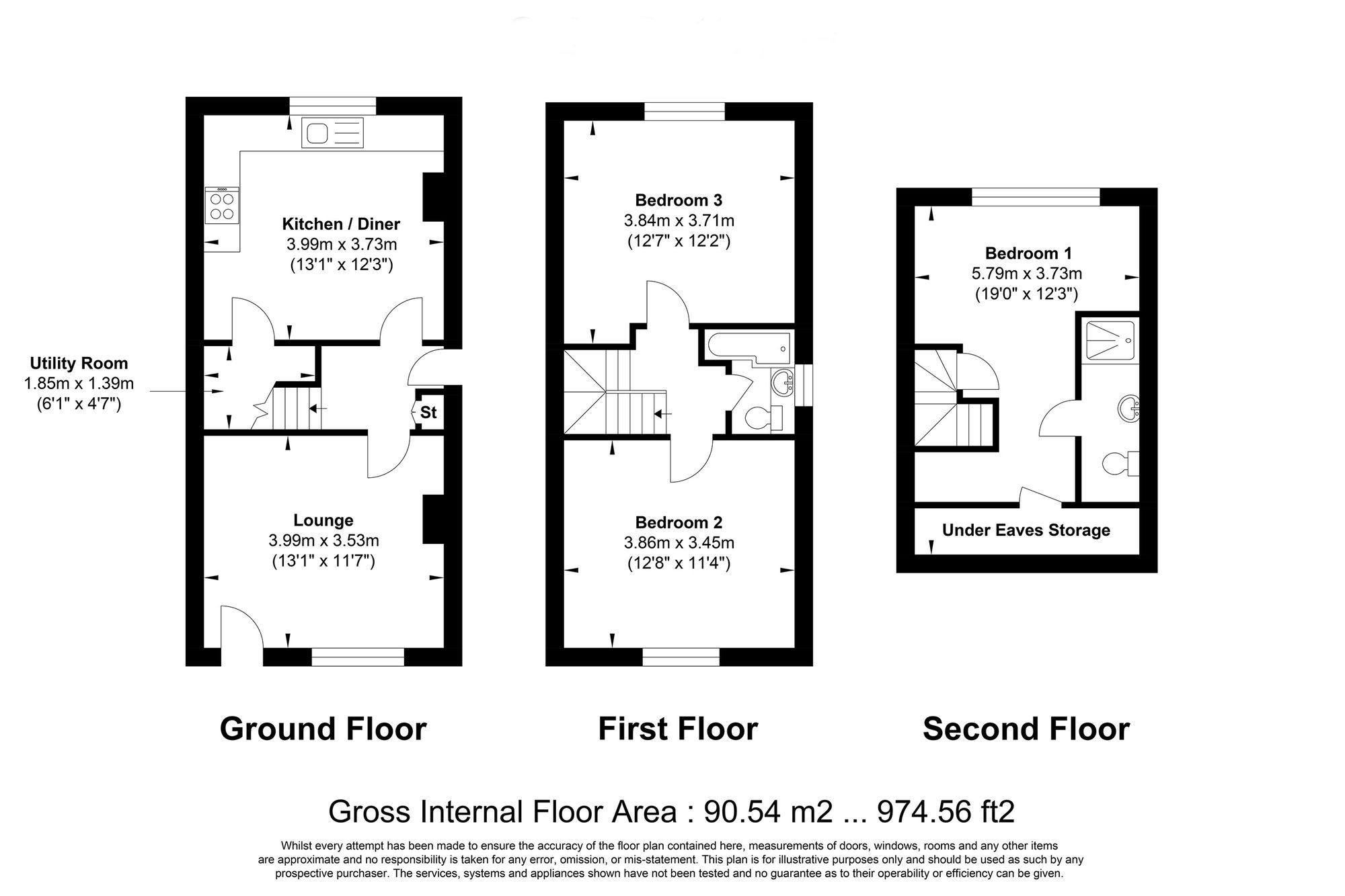 3 bed semi-detached house for sale in Cain Lane, Halifax - Property floorplan