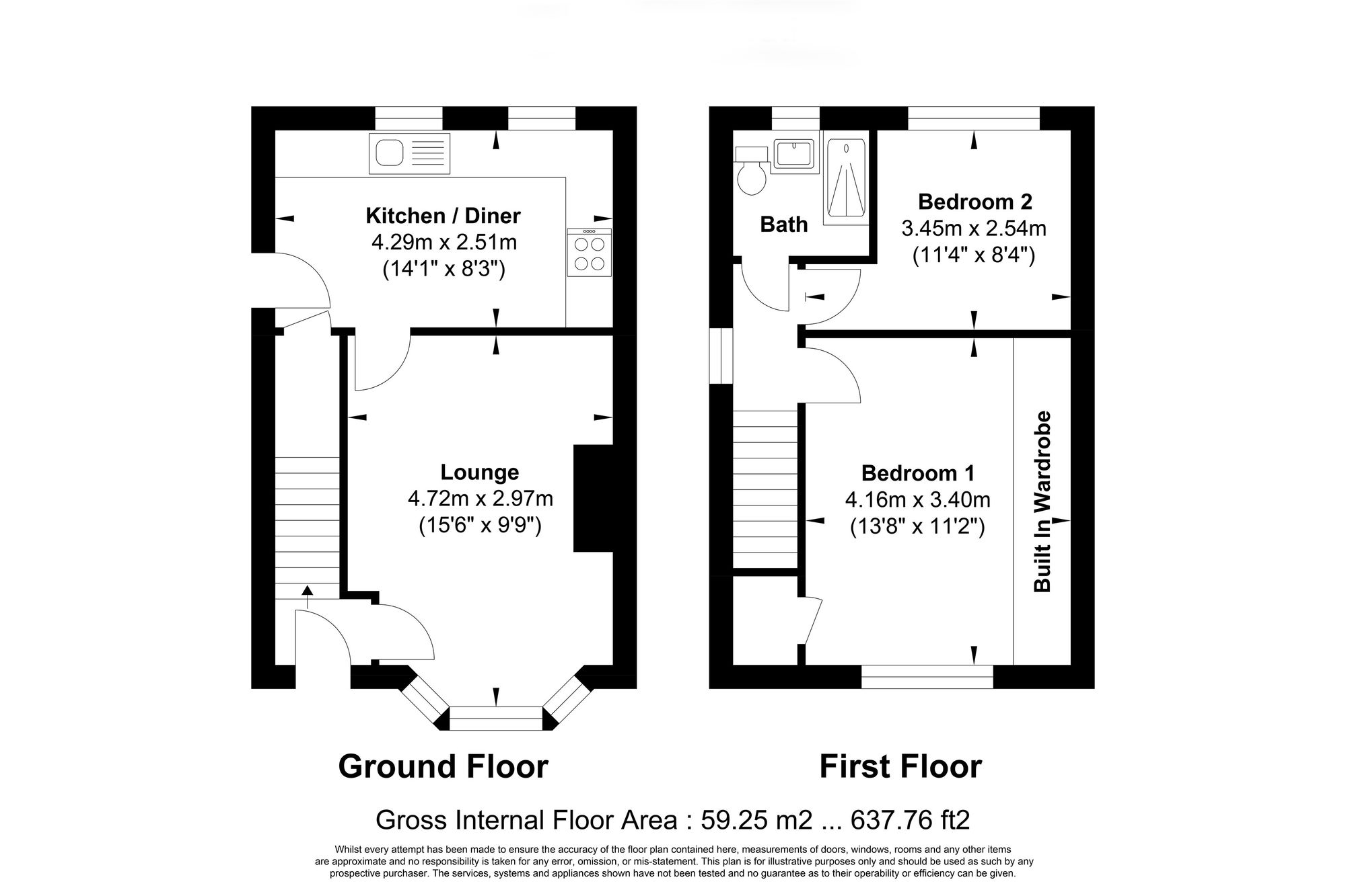 2 bed semi-detached house for sale in Moor End Road, Halifax - Property floorplan