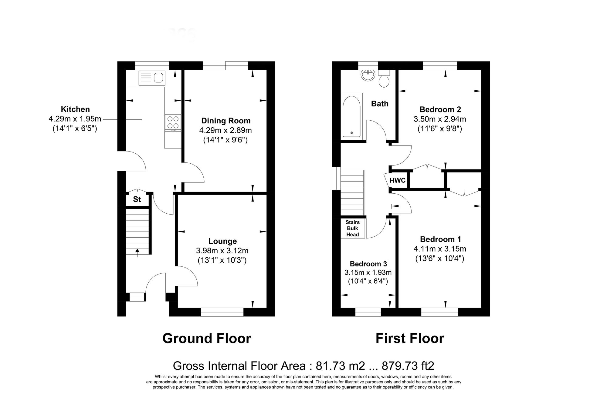 3 bed semi-detached house for sale in Bracewell Drive, Halifax - Property floorplan