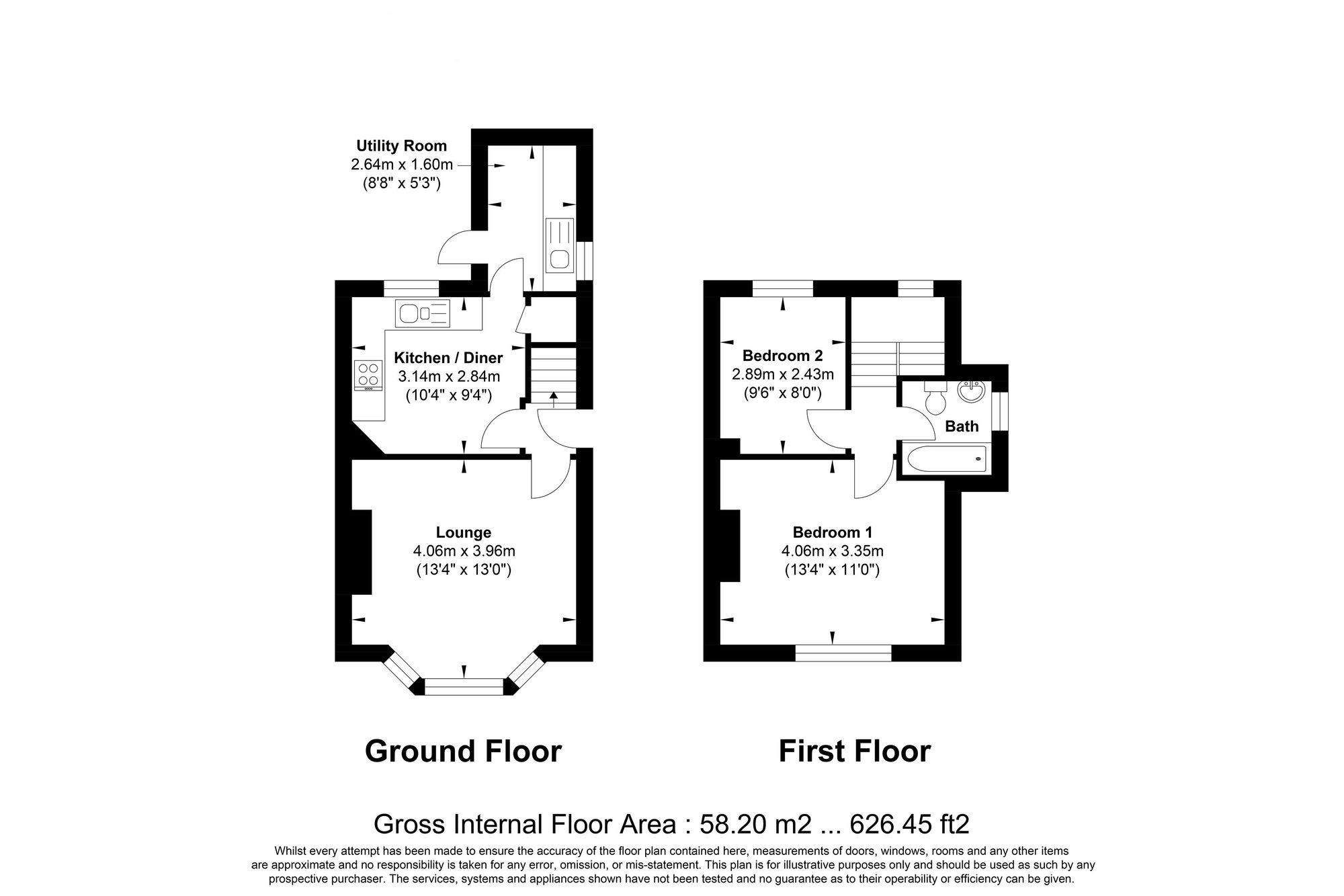 2 bed semi-detached house for sale in Lee Mount Gardens, Halifax - Property floorplan