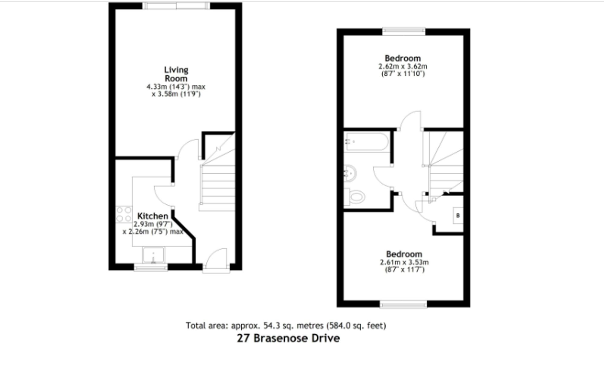 2 bed terraced house for sale in Brasenose Drive, Brackley, NN13 - Property floorplan