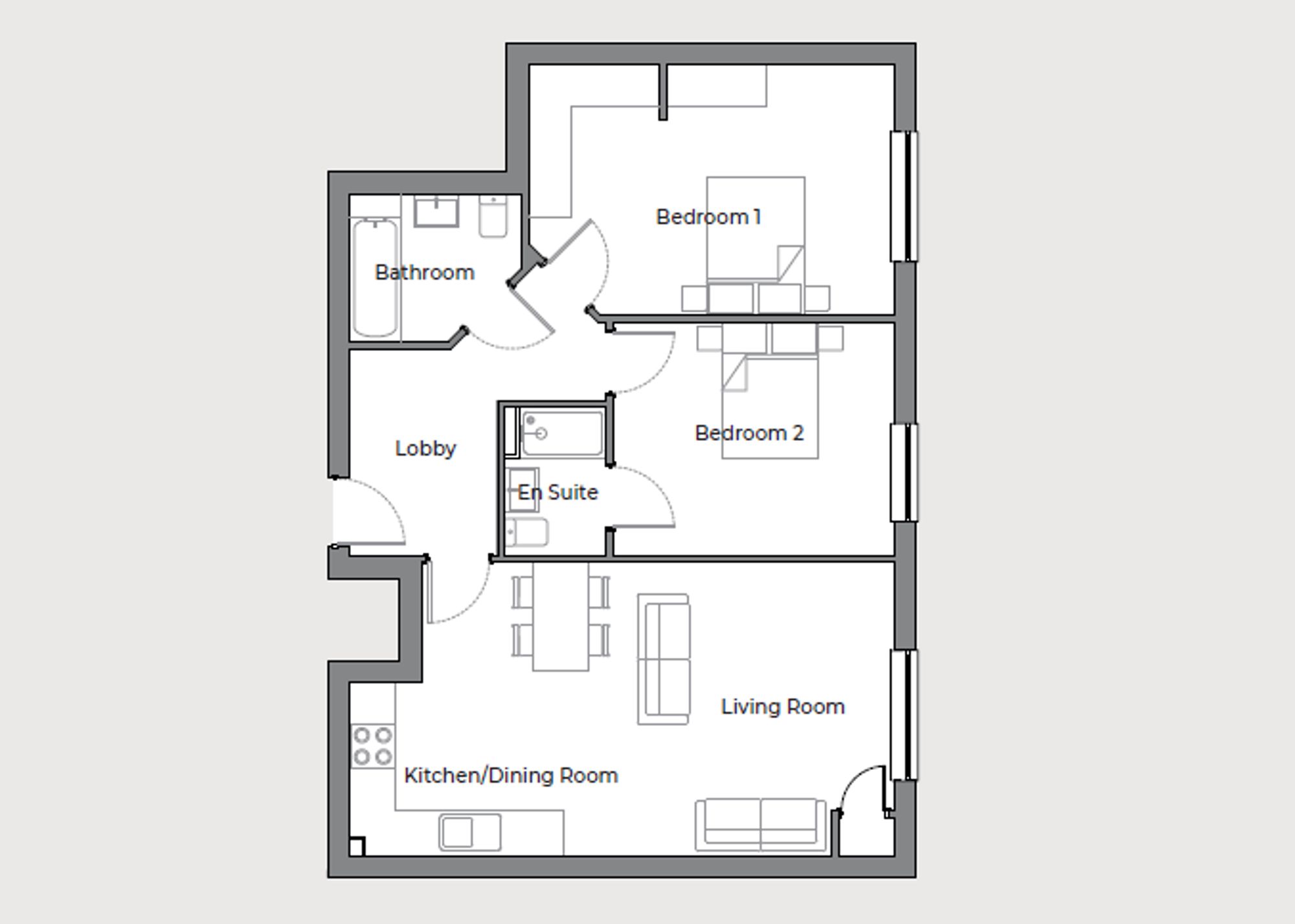 2 bed apartment for sale in Helene Close, Brackley, NN13 - Property floorplan