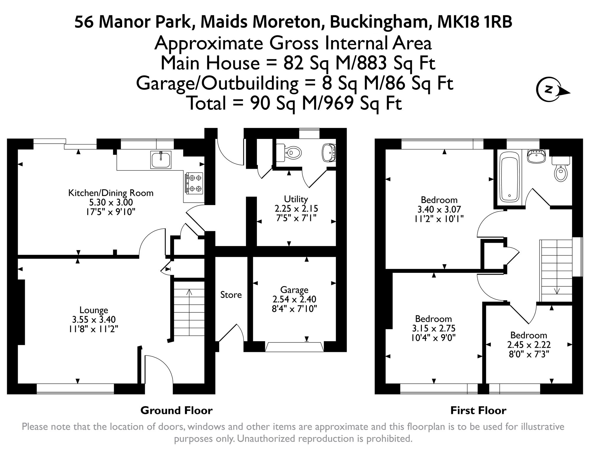 3 bed semi-detached house for sale in Manor Park, Maids Moreton, MK18 - Property floorplan