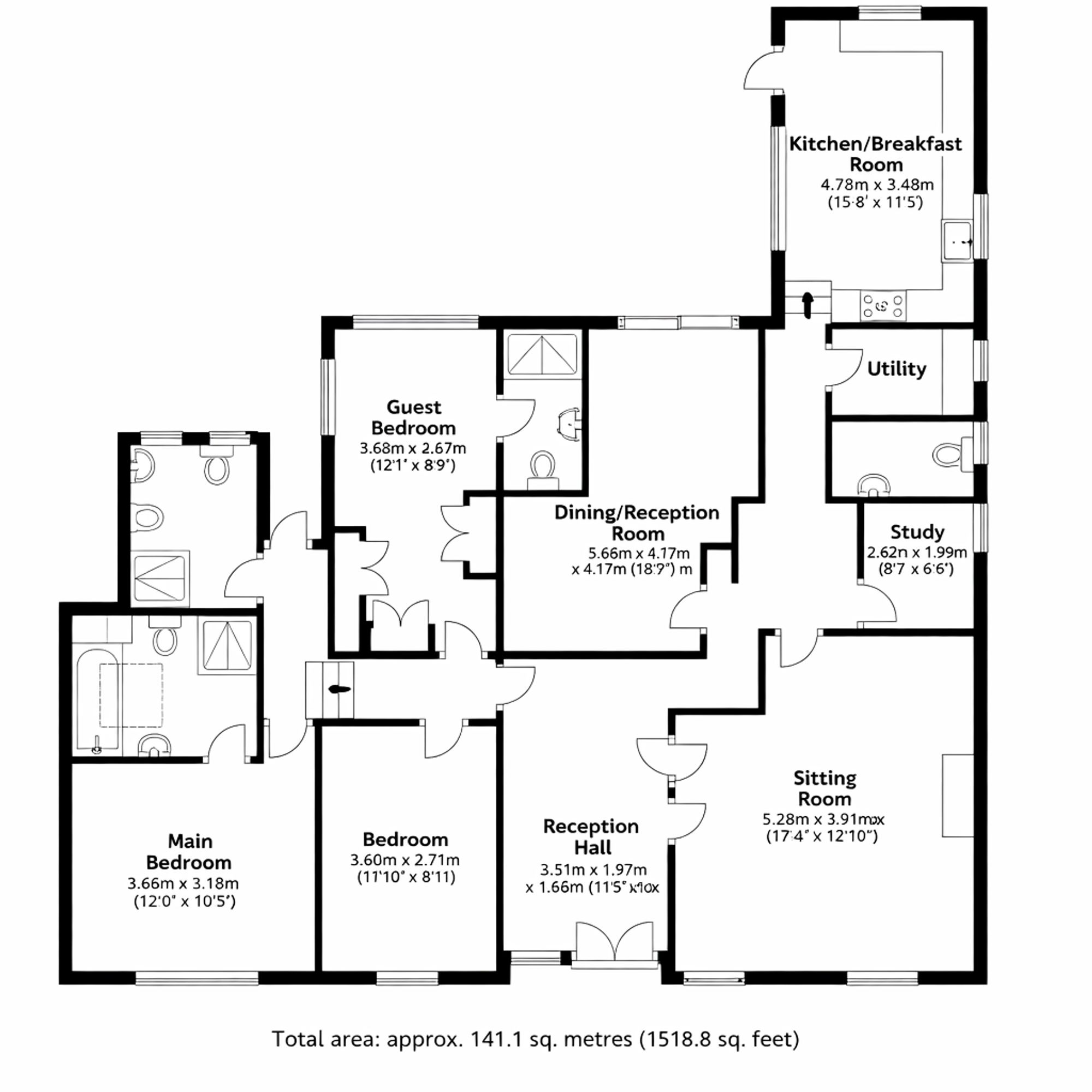 3 bed detached bungalow for sale in Pebble Lane, Brackley, NN13 - Property floorplan