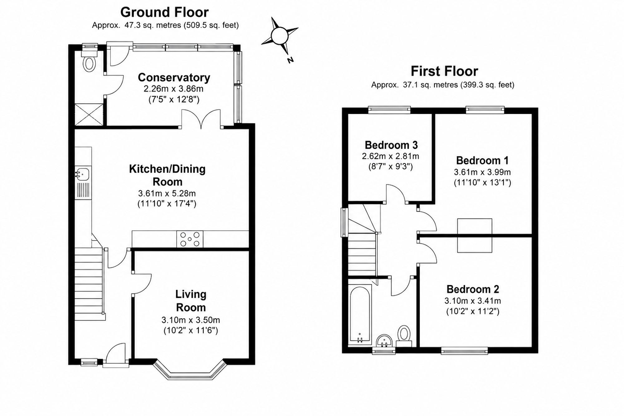 3 bed end of terrace house for sale in St. Peters Road, Brackley, NN13 - Property floorplan