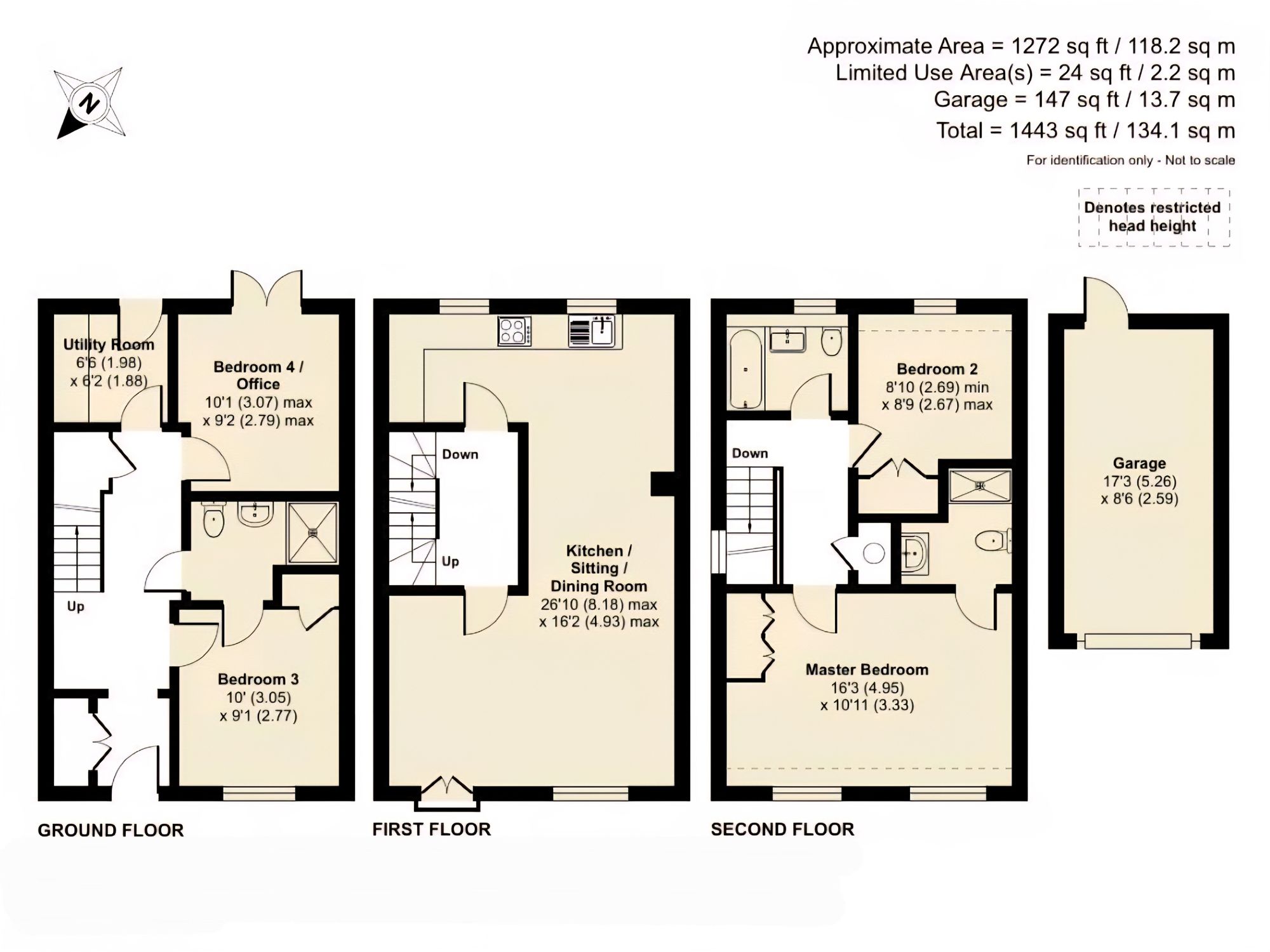 4 bed semi-detached town house for sale in Treefields, Buckingham, MK18 - Property floorplan
