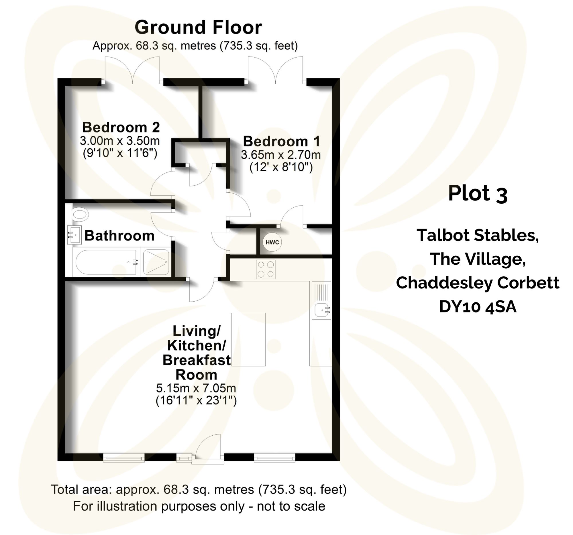 2 bed bungalow for sale in The Village, Chaddesley Corbett, DY10 - Property floorplan