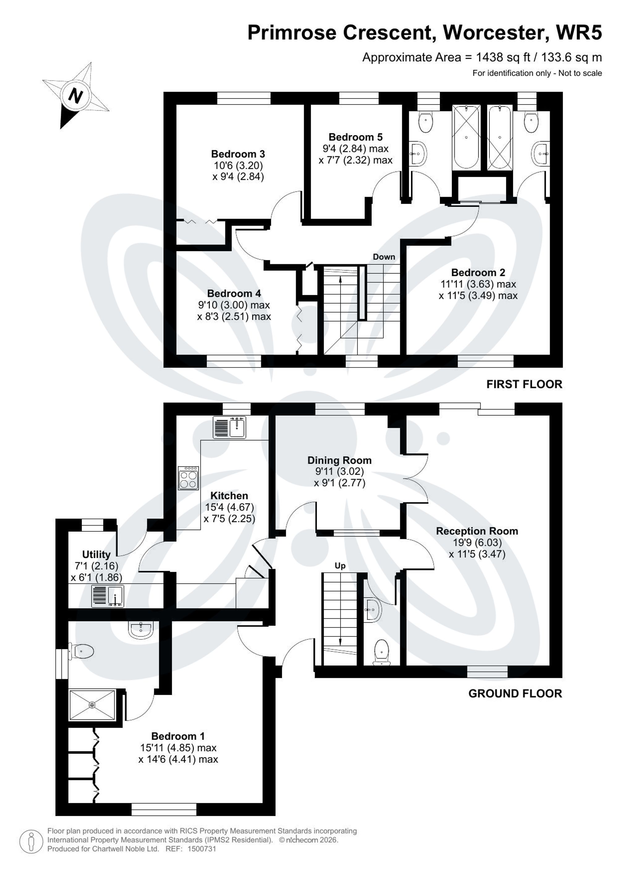 5 bed detached house for sale in Primrose Crescent, Worcester, WR5 - Property floorplan