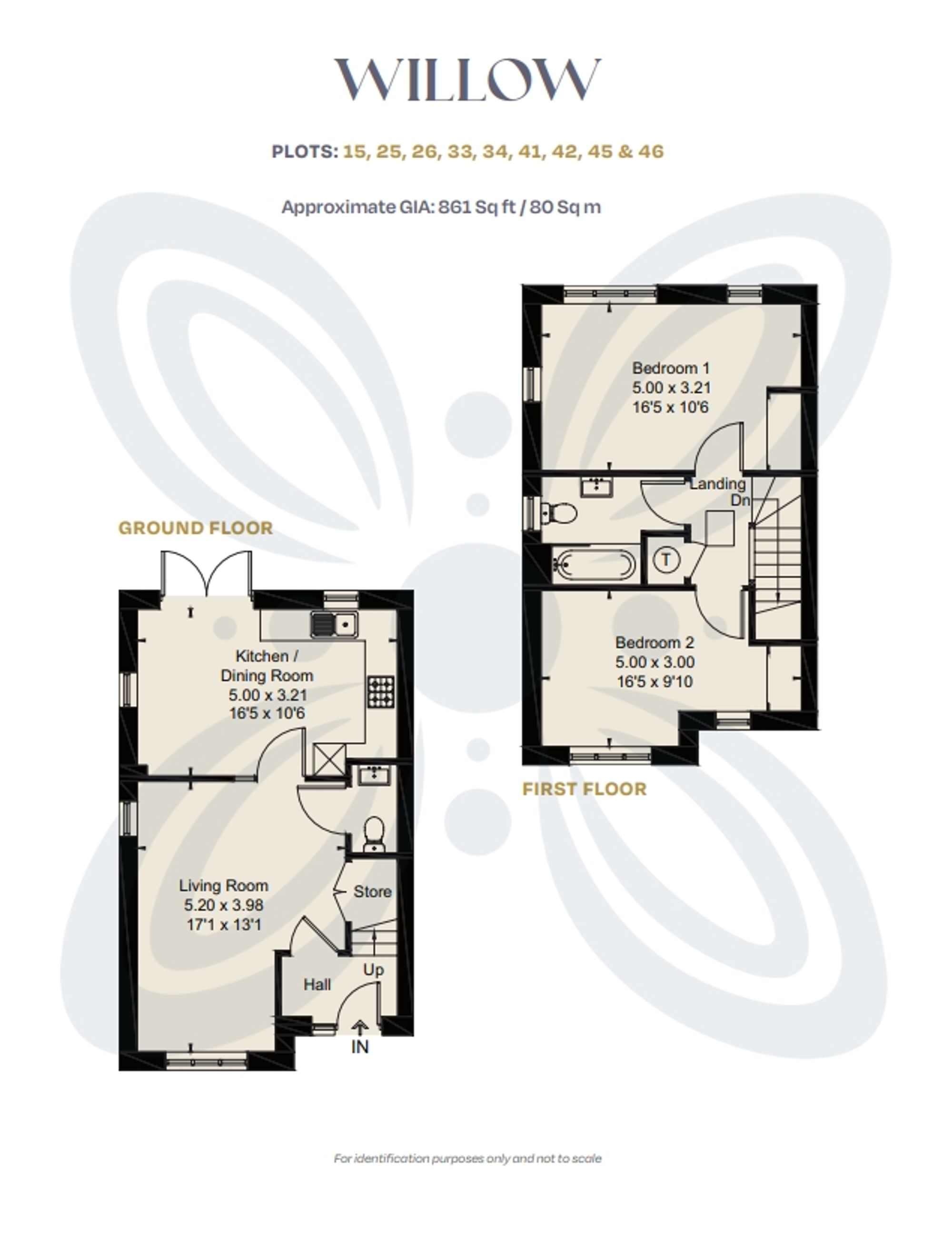 2 bed semi-detached house for sale in Damson Drive, Worcester, WR6 - Property floorplan