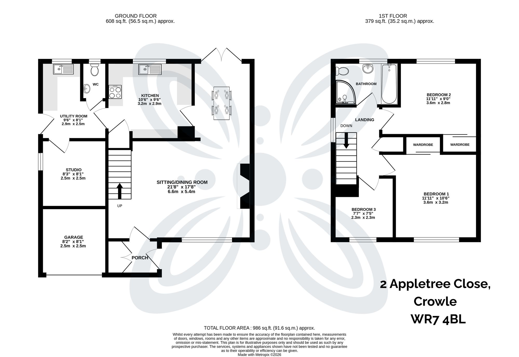 3 bed detached house for sale in Appletree Close, Crowle, WR7 - Property floorplan