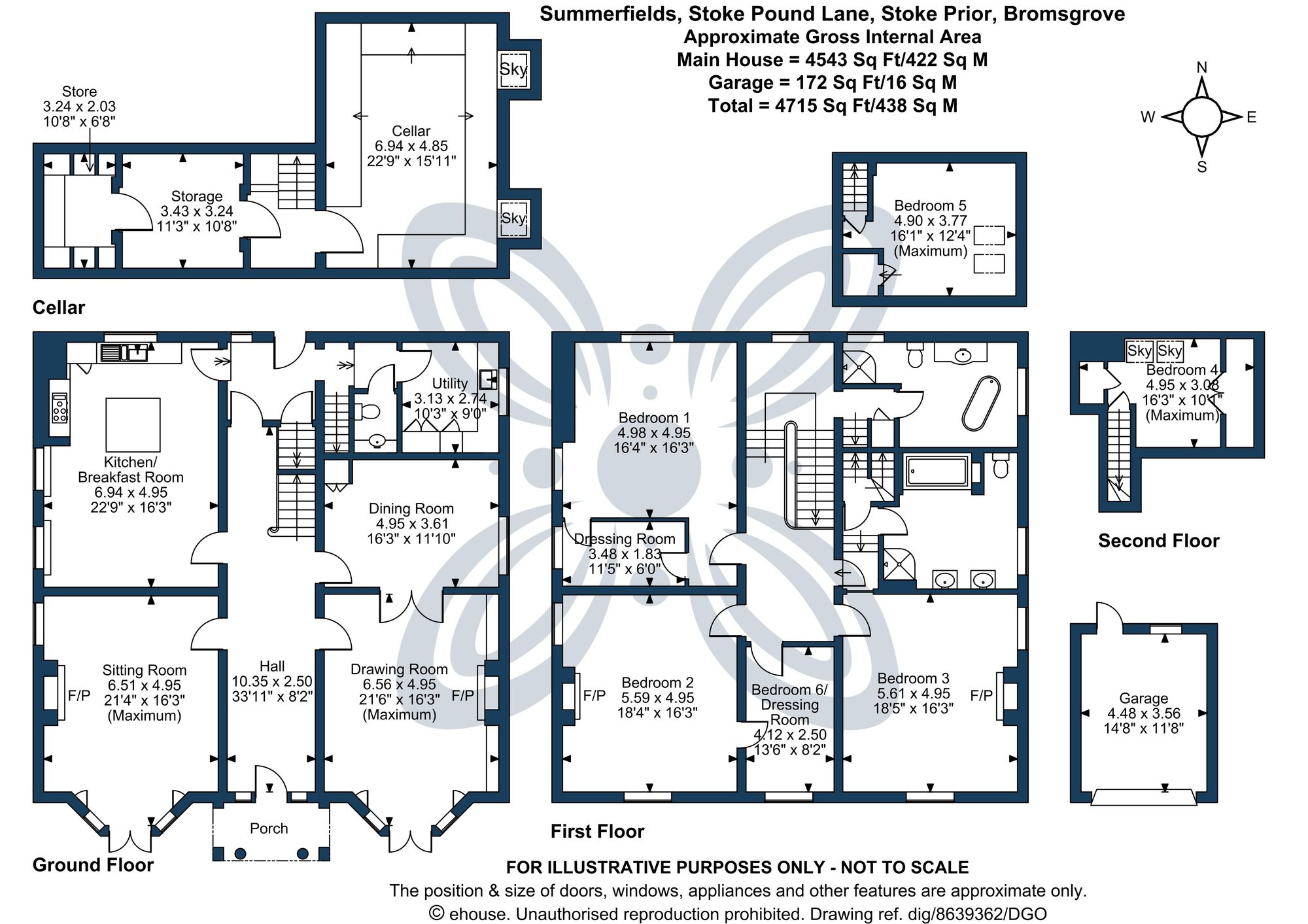 6 bed detached house for sale in Stoke Pound Lane, Stoke Prior, B60 - Property floorplan