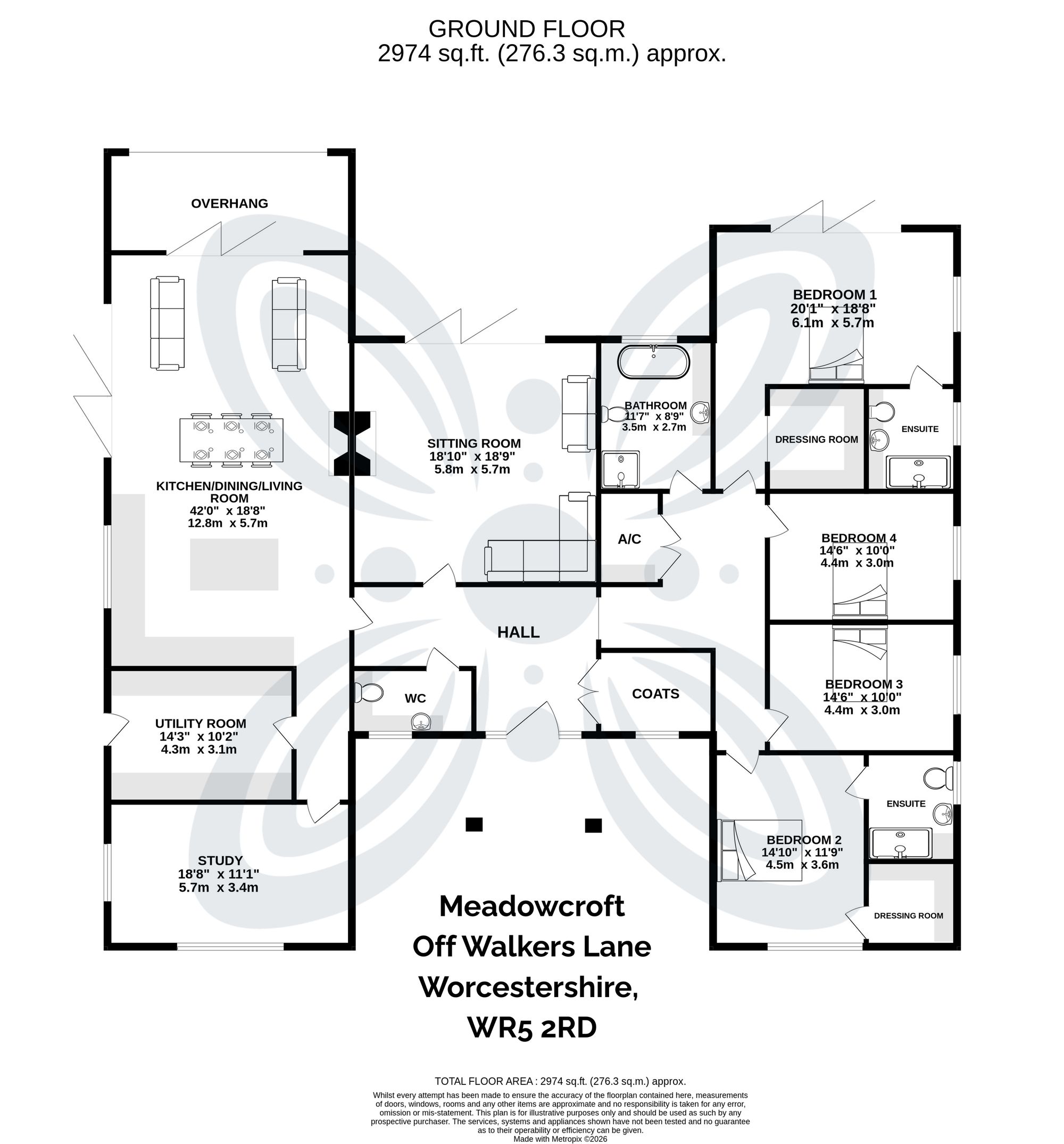 4 bed detached house for sale in Meadowcroft, Off Walkers Lane, Whittington, Worcestershire, WR5 - Property floorplan