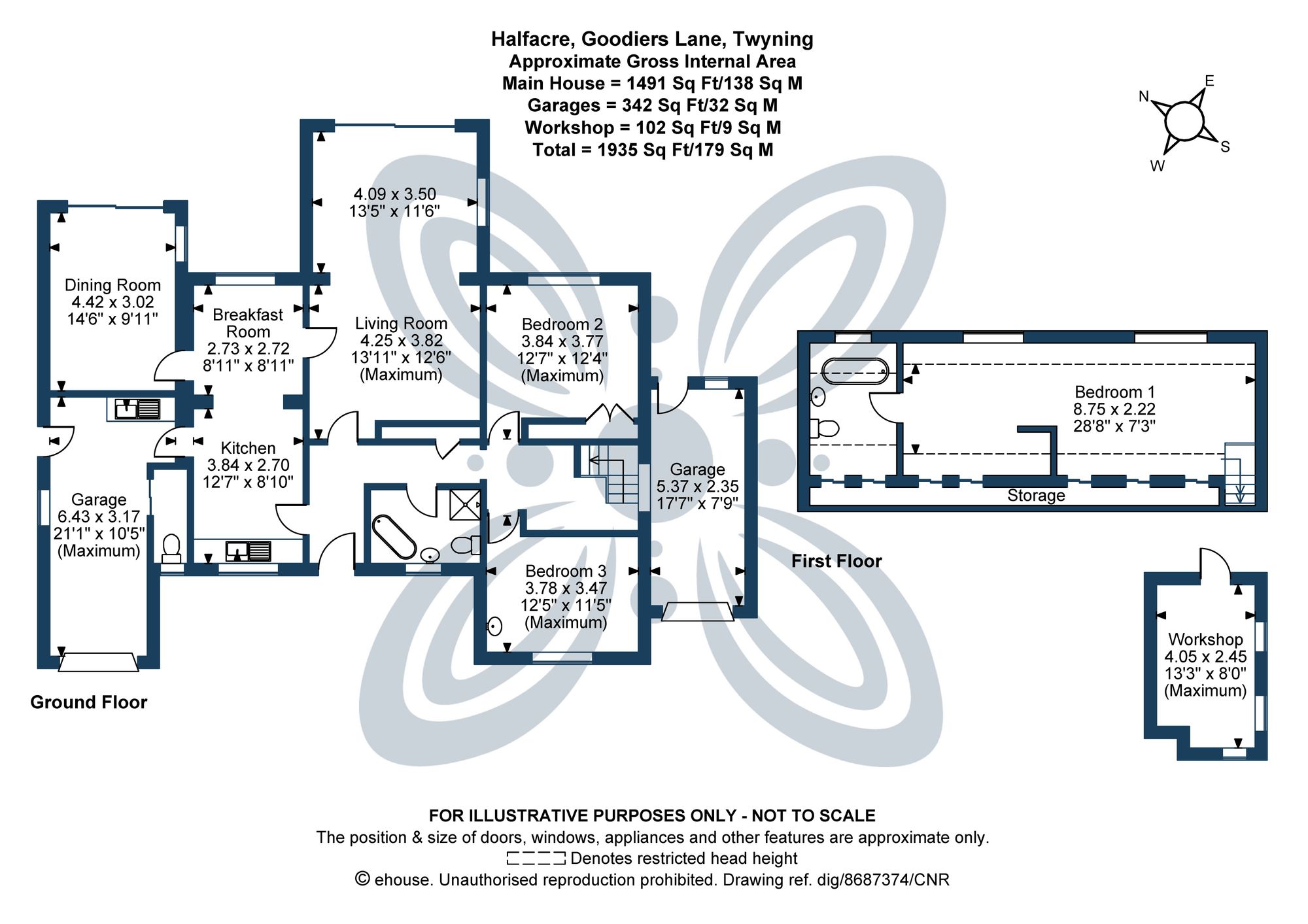 3 bed detached bungalow for sale in Goodiers Lane, Twyning, GL20 - Property floorplan