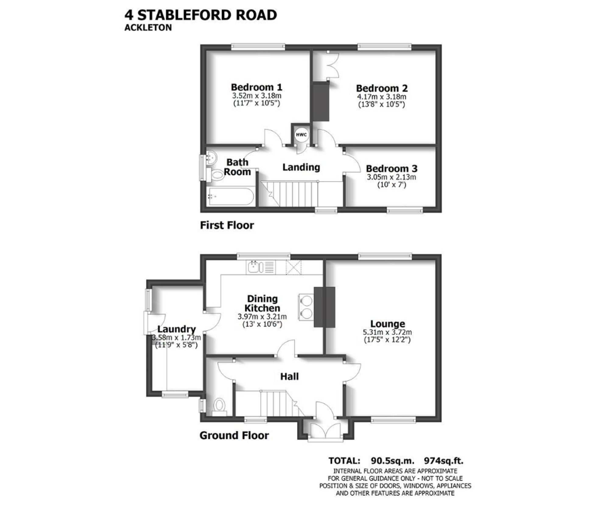 3 bed semi-detached house for sale in Stableford Road, Ackleton, WV6 - Property floorplan