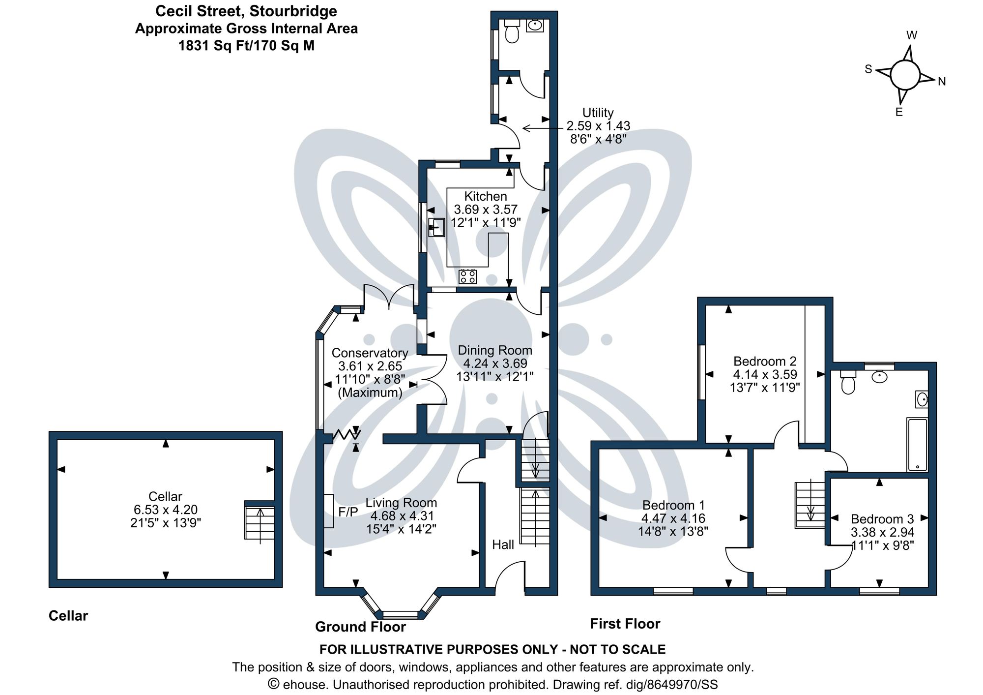 3 bed house for sale in Cecil Street, Stourbridge, DY8 - Property floorplan