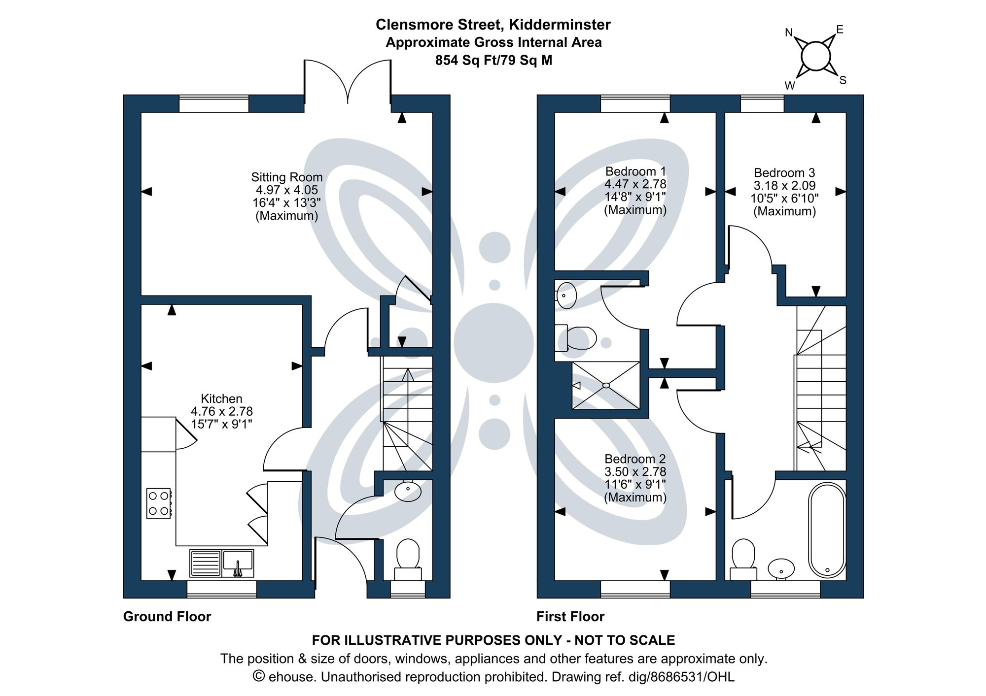 3 bed semi-detached house for sale in Clensmore Street, Kidderminster, DY10 - Property floorplan