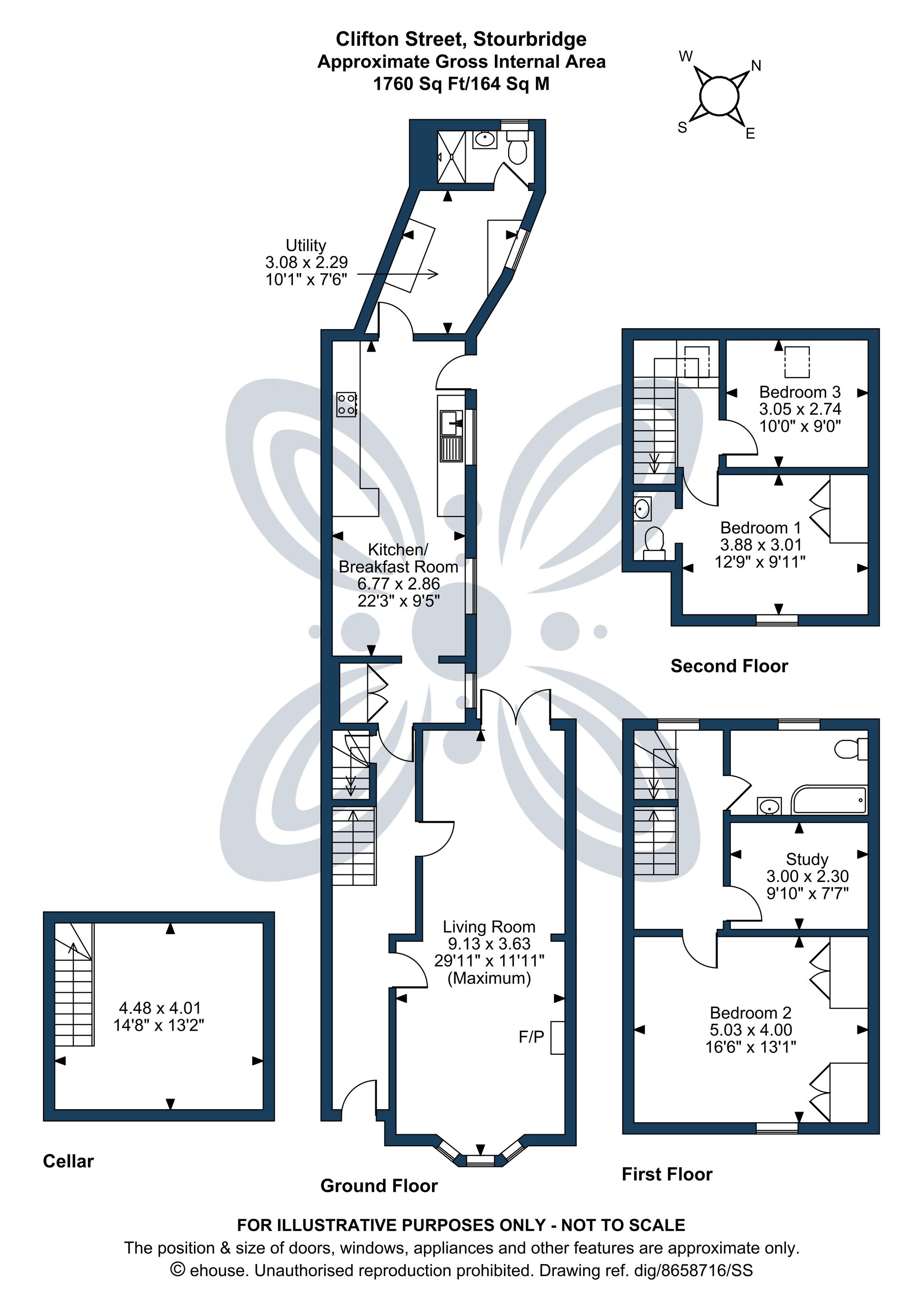 3 bed terraced house for sale in Clifton Street, Stourbridge, DY8 - Property floorplan
