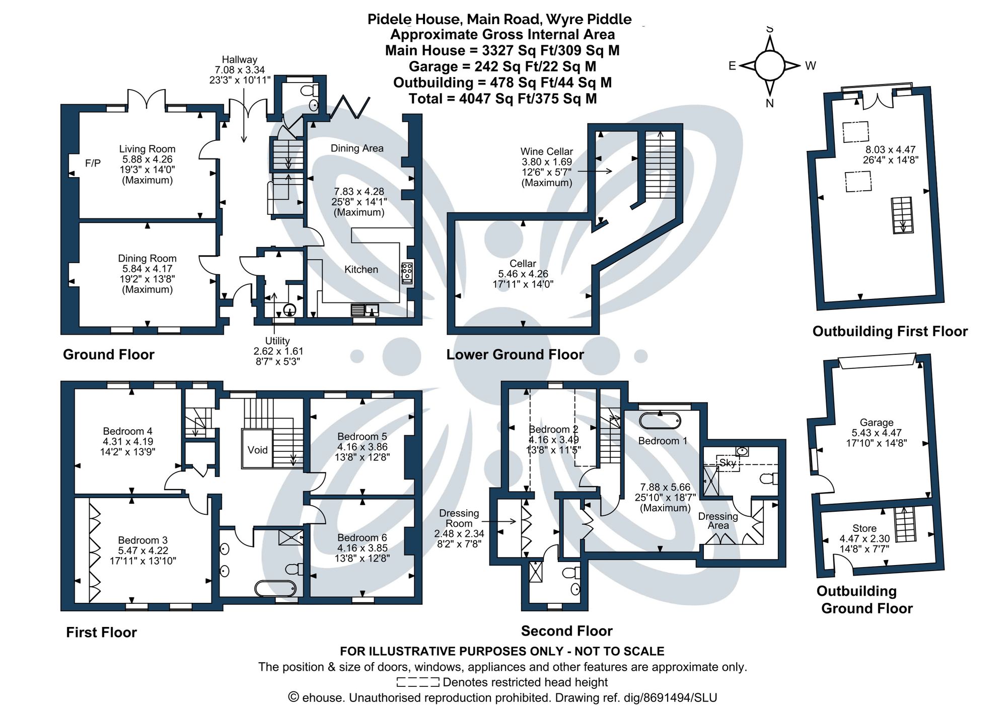6 bed semi-detached house for sale in Main Road, Wyre Piddle, WR10 - Property floorplan