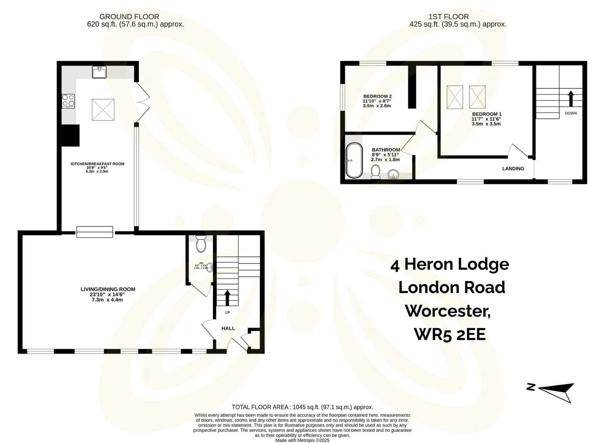 2 bed end of terrace house for sale in London Road, Worcester, WR5 - Property floorplan