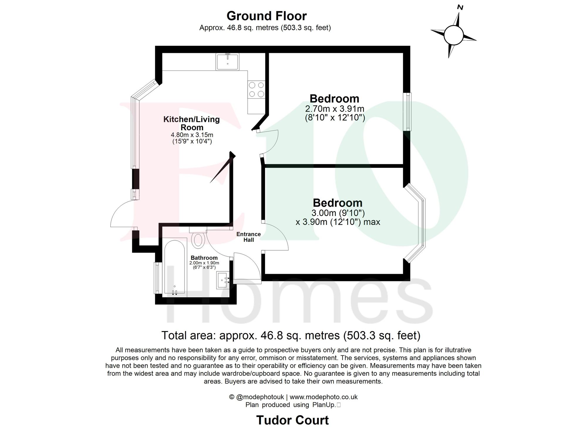 2 bed flat for sale in Tudor Court, Walthamstow, E17 - Property floorplan