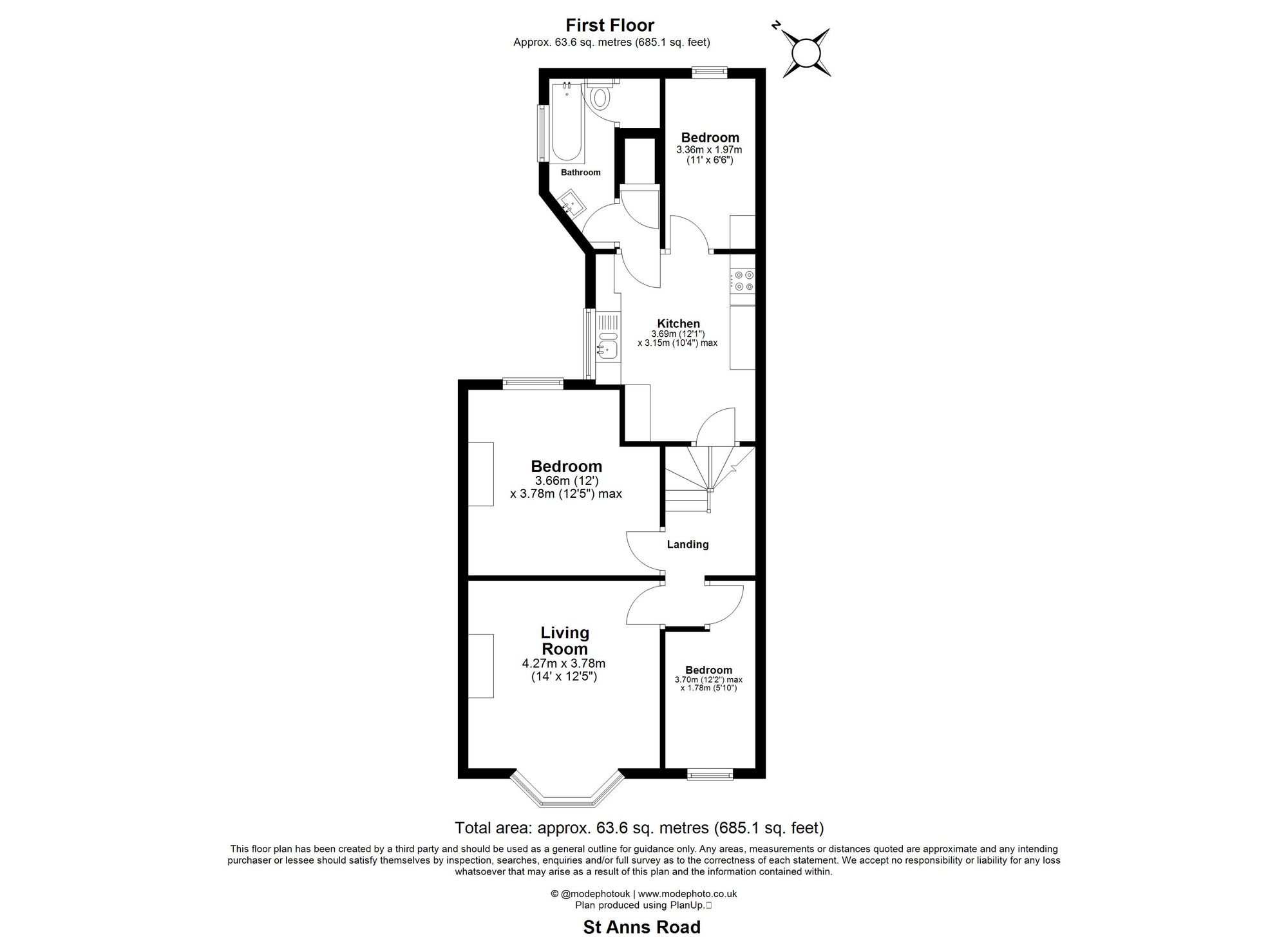 3 bed flat for sale in St. Annes Road, London, E11 - Property floorplan