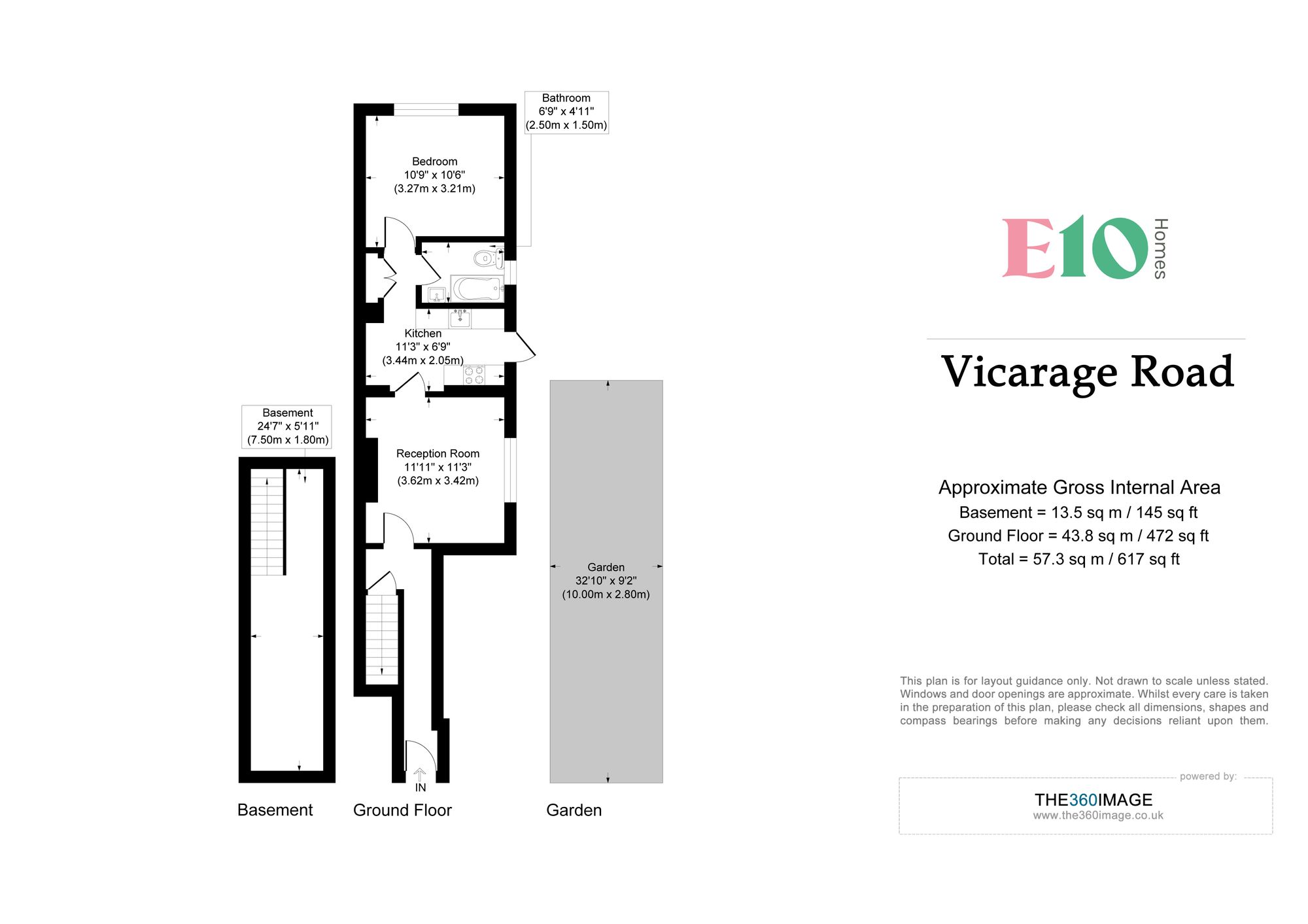 1 bed ground floor flat for sale in Vicarage Road, Leyton E10 - Property floorplan