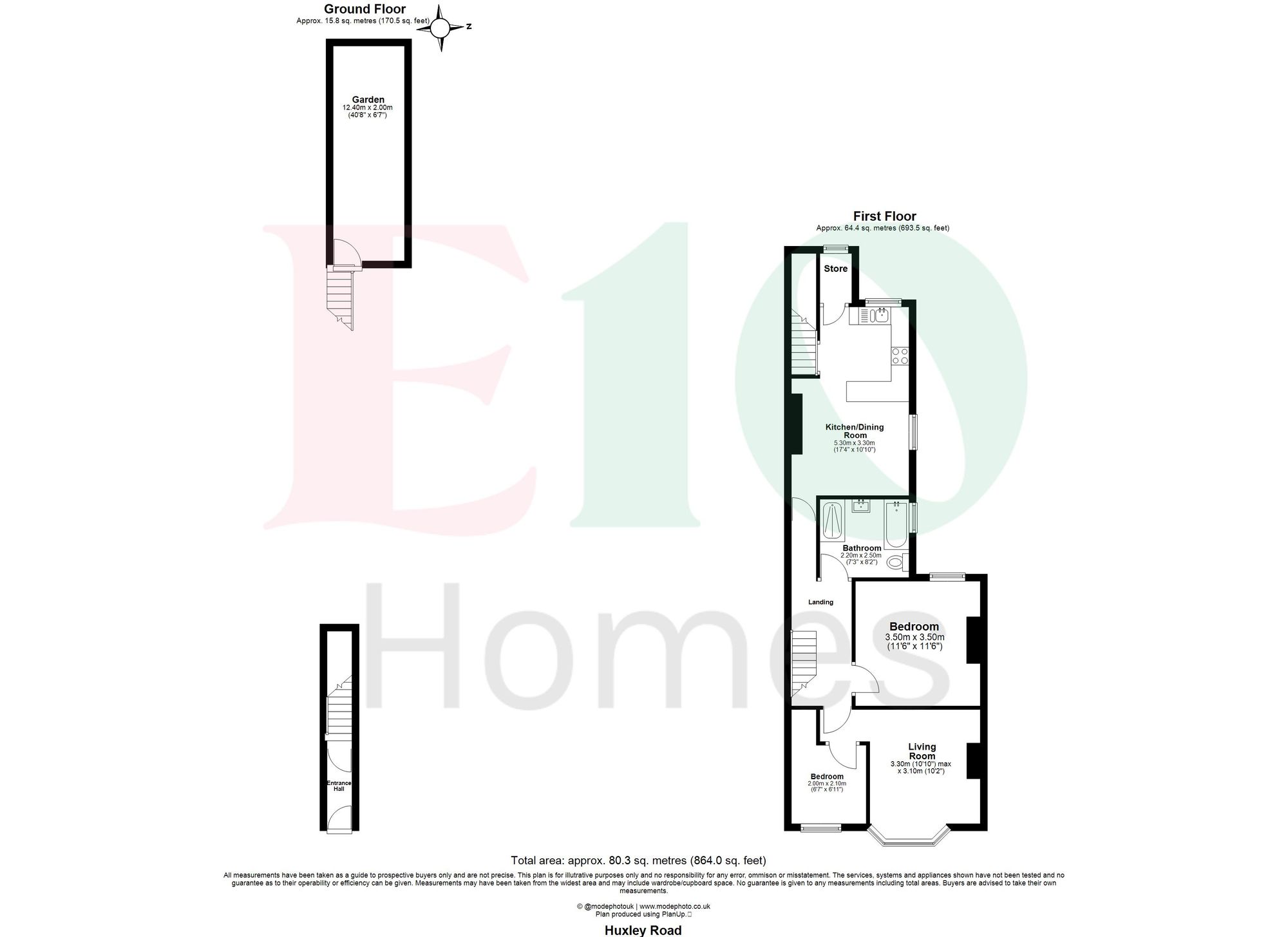 2 bed flat for sale in Huxley Road, Leyton, E10 - Property floorplan