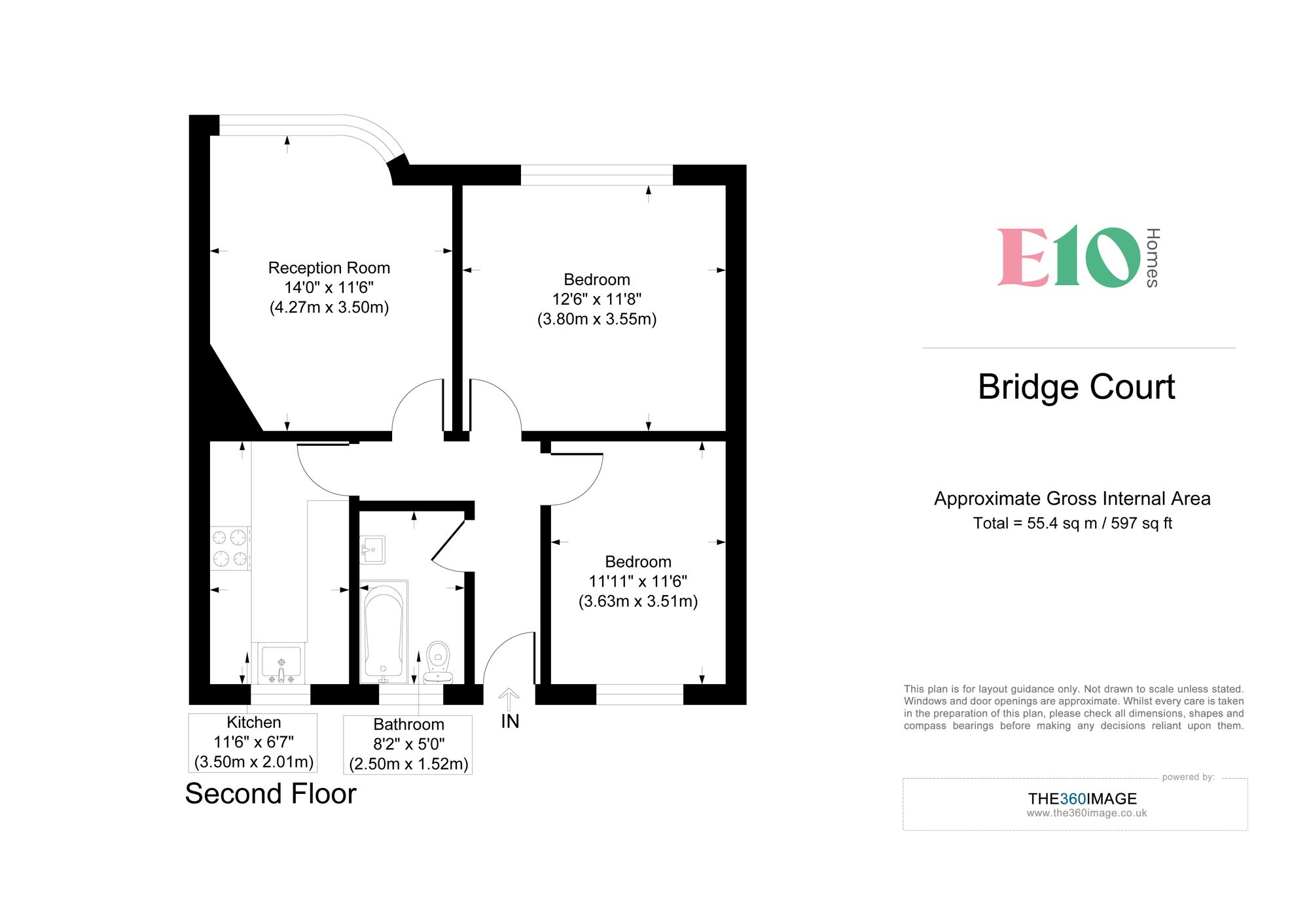 2 bed flat for sale in Bridge Court, Lea Bridge Road, Leyton, E10 - Property floorplan