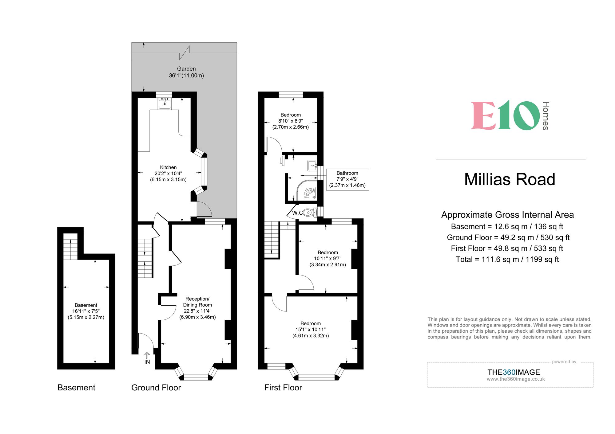 3 bed mid-terraced house for sale in Millais Road, Leytonstone, E11 - Property floorplan