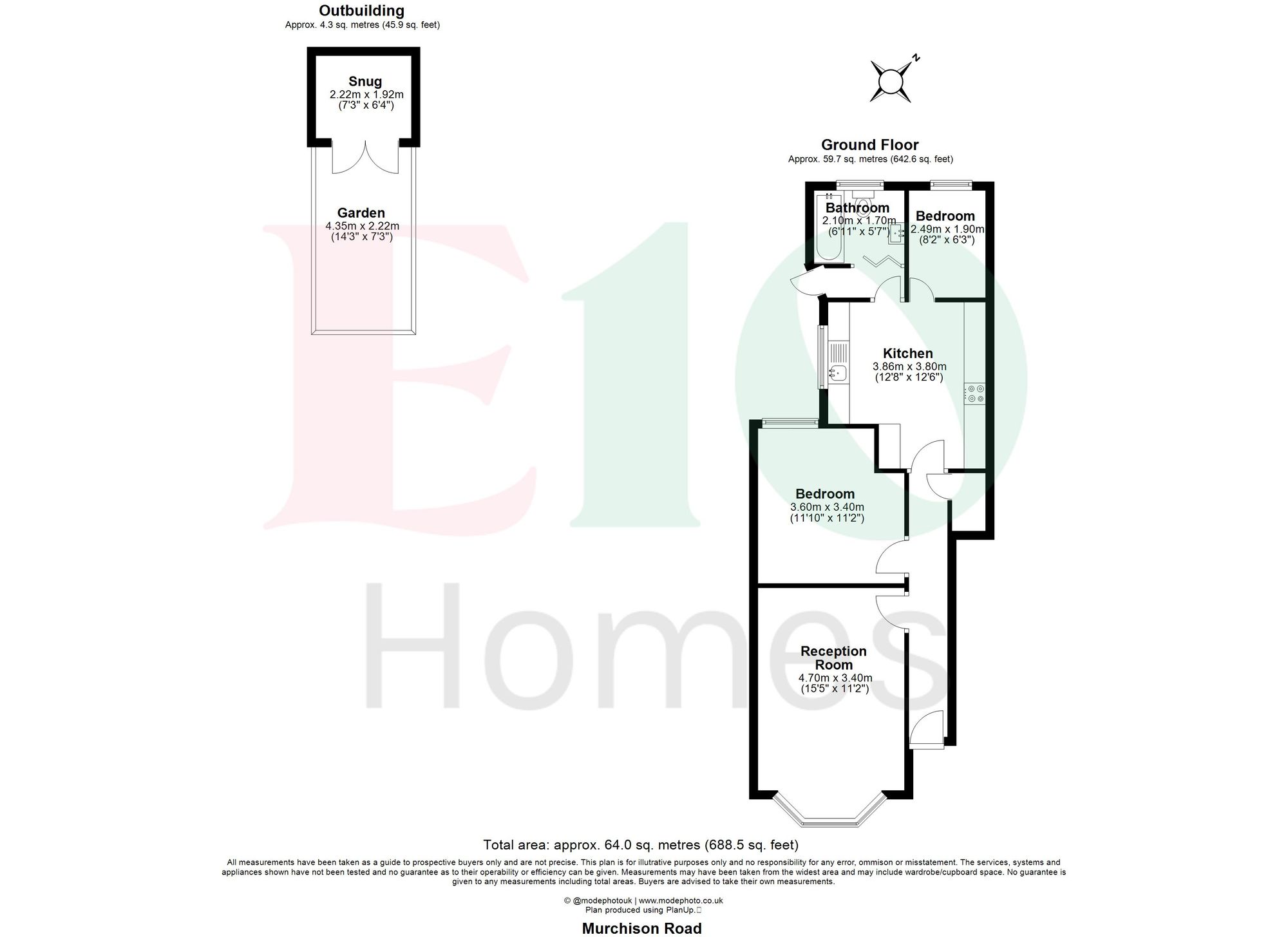 2 bed ground floor flat for sale in Murchison Road, Leyton, E10 - Property floorplan