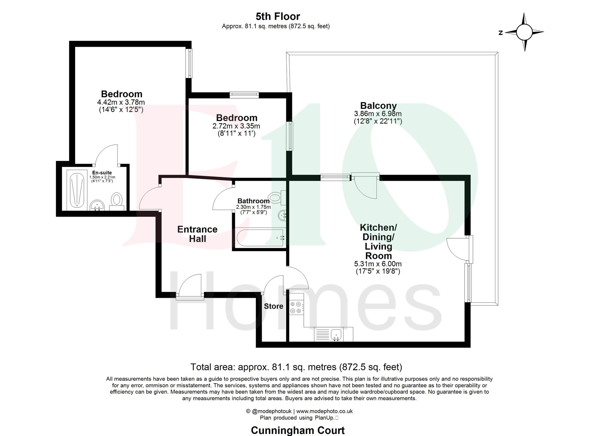 2 bed apartment for sale in Oliver Road, Cunningham Court, E10 - Property floorplan