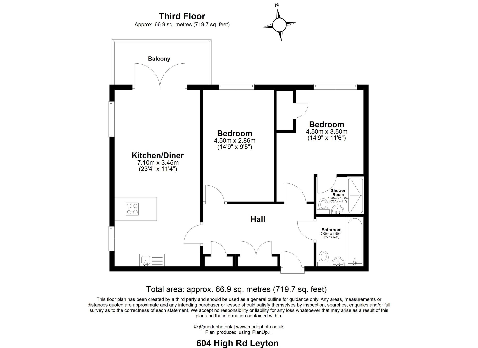 2 bed flat for sale in Locke House, High Road Leyton, E10 - Property floorplan