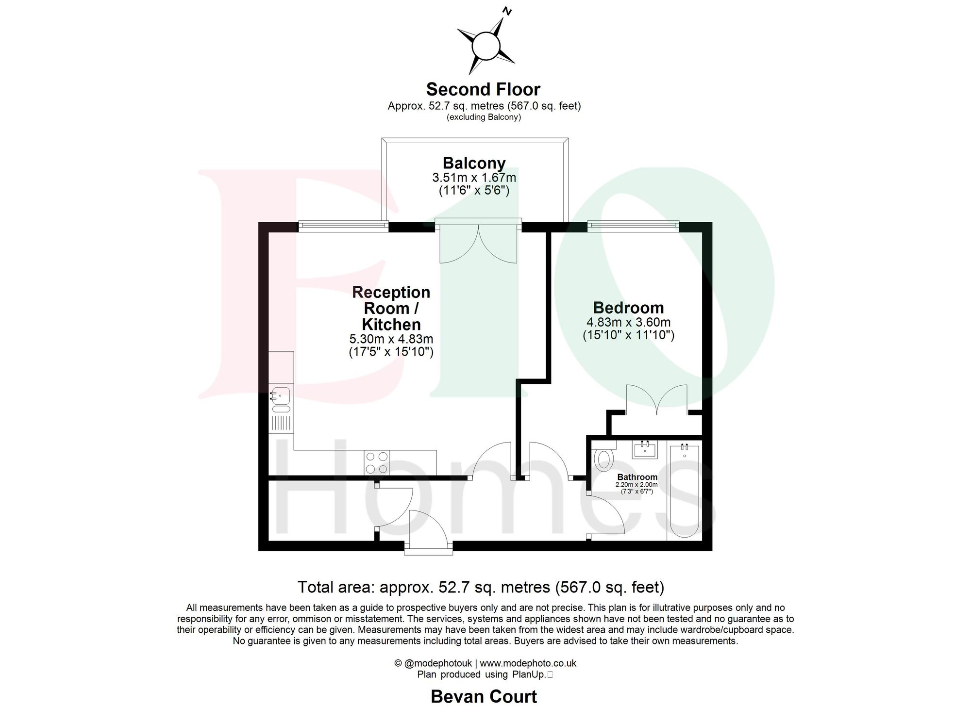 1 bed apartment for sale in Bevan Court, Tallack Road, Leyton, E10 - Property floorplan