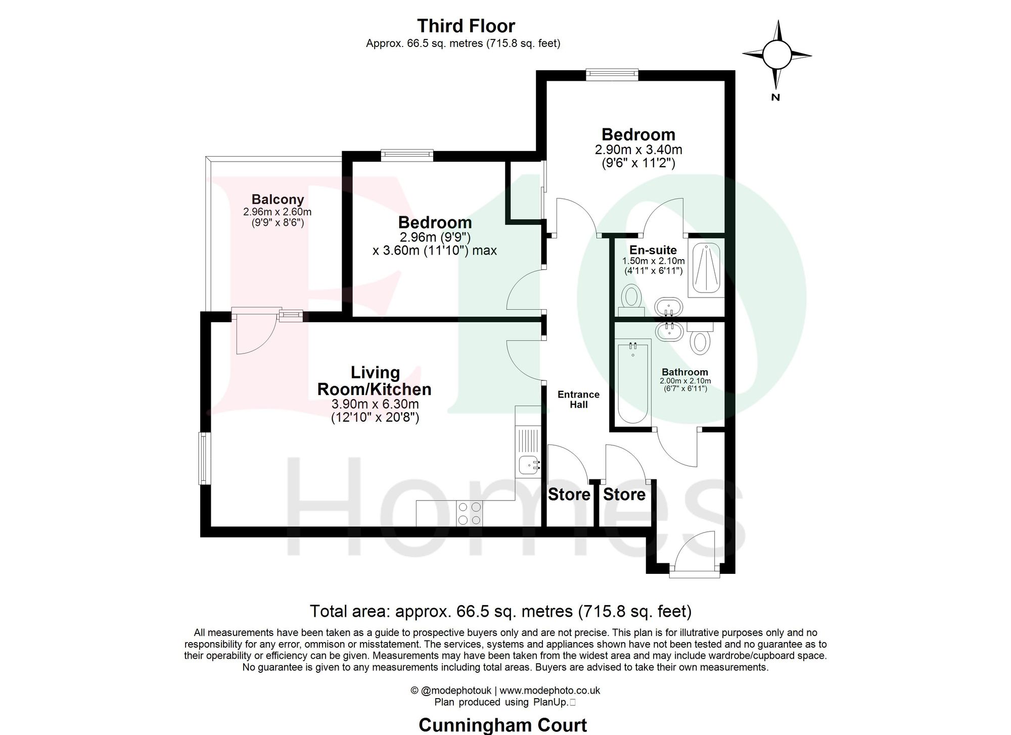 2 bed flat for sale in Cunningham Court, Oliver Road, E10 - Property floorplan