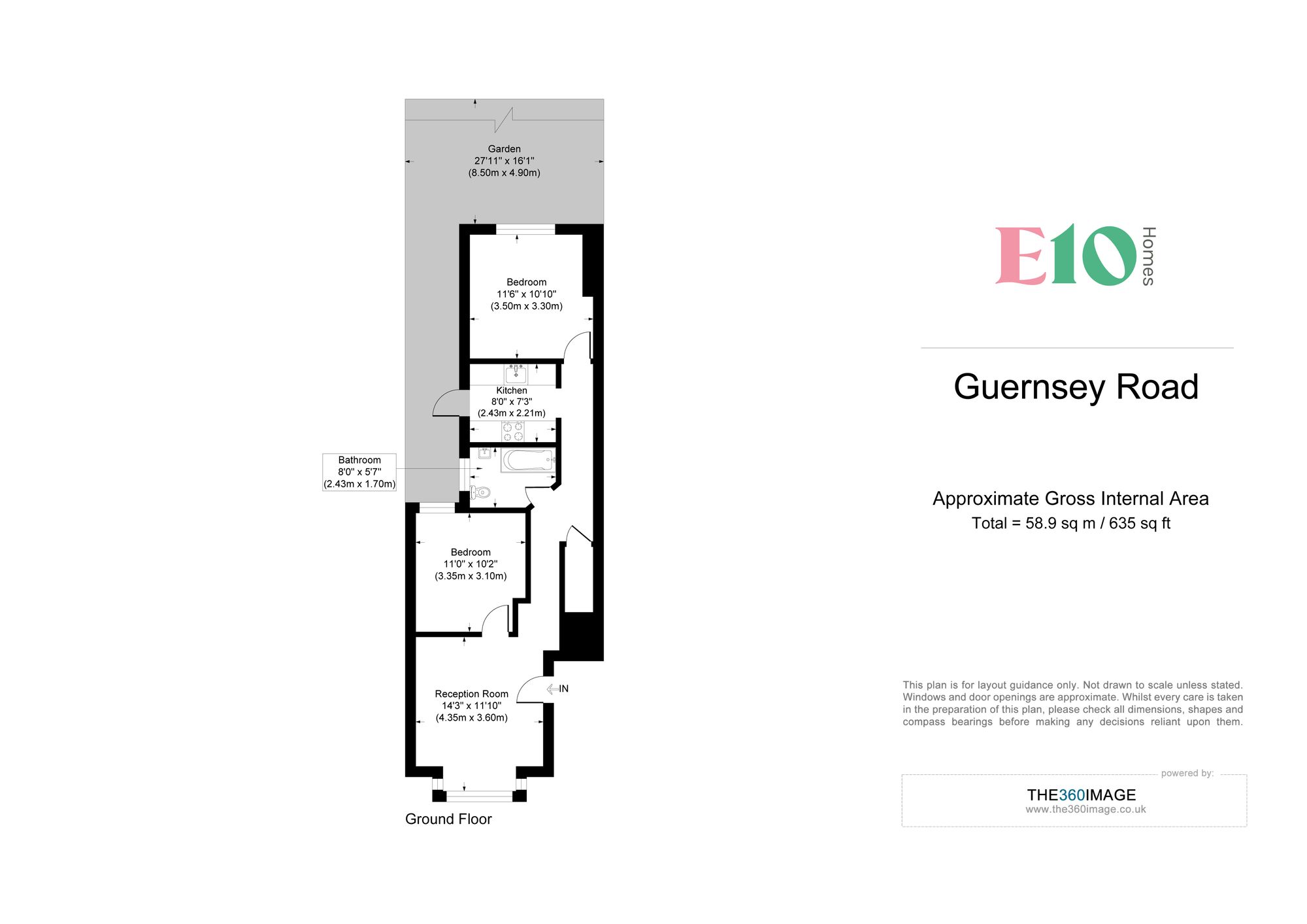 2 bed flat for sale in Guernsey Road, Leytonstone, E11 - Property floorplan