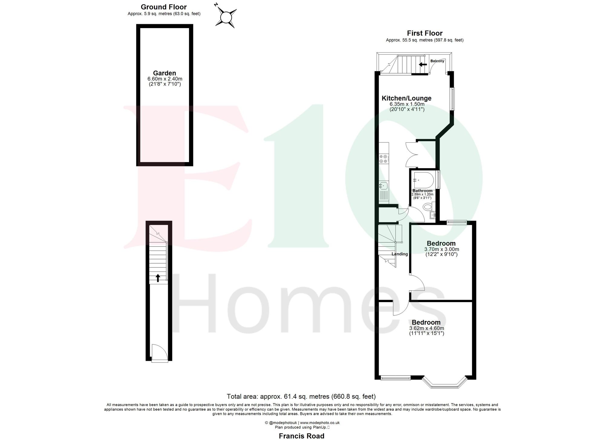 2 bed flat for sale in Francis Road, Leyton, E10 - Property floorplan