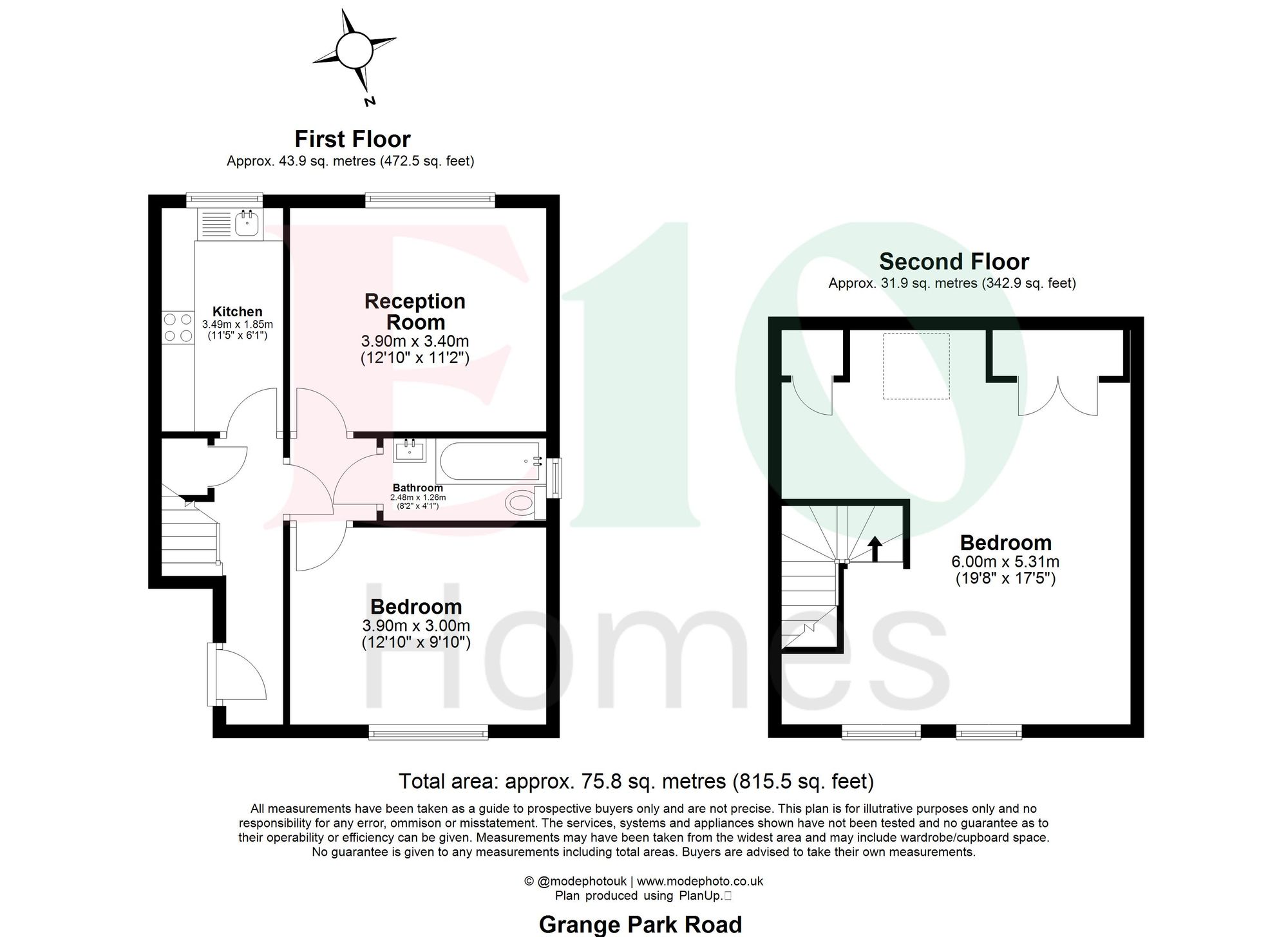 2 bed flat for sale in Grange Park Road, Leyton, E10 - Property floorplan