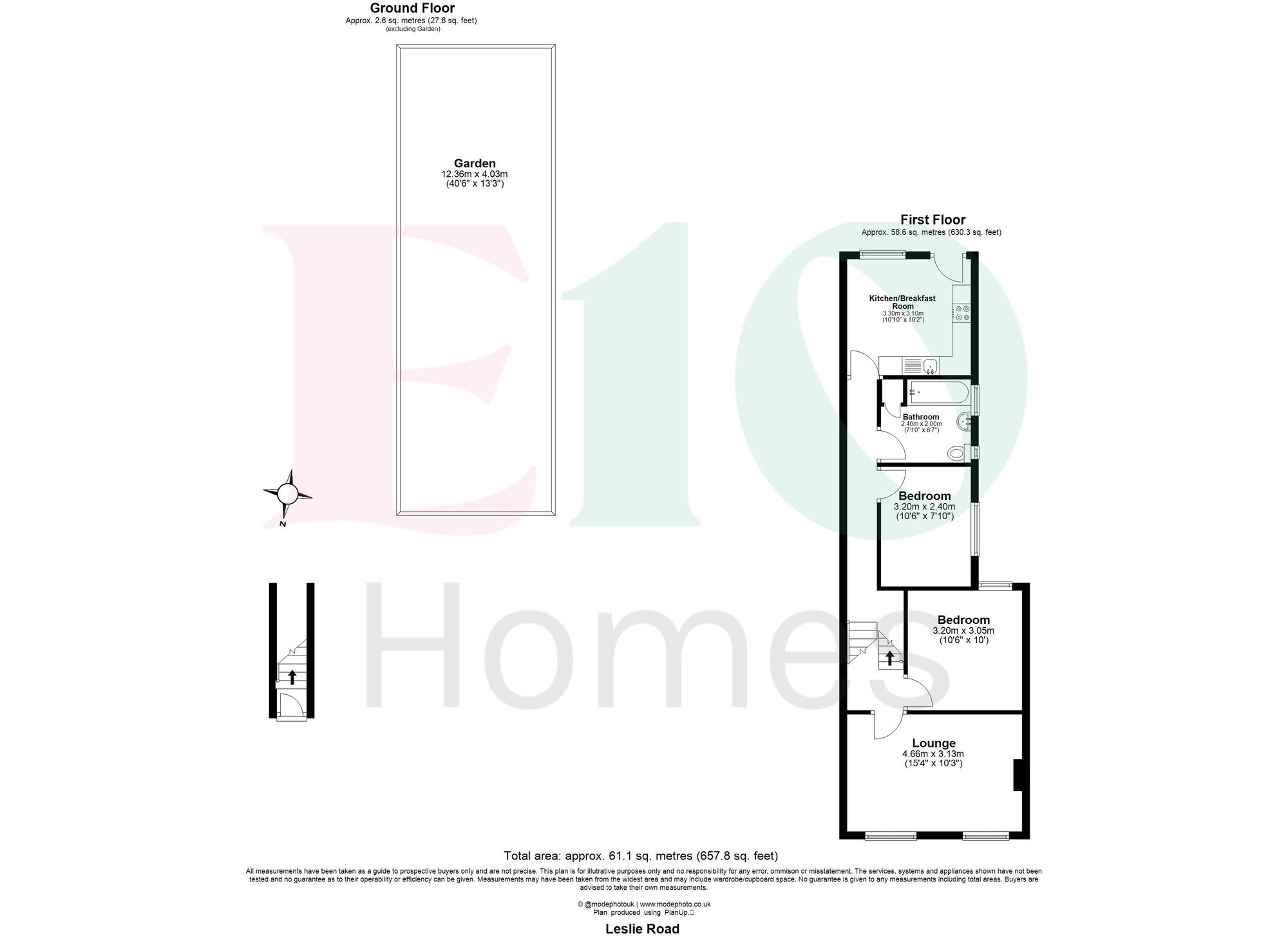 2 bed flat for sale in Leslie Road, Leytonstone, E11 - Property floorplan