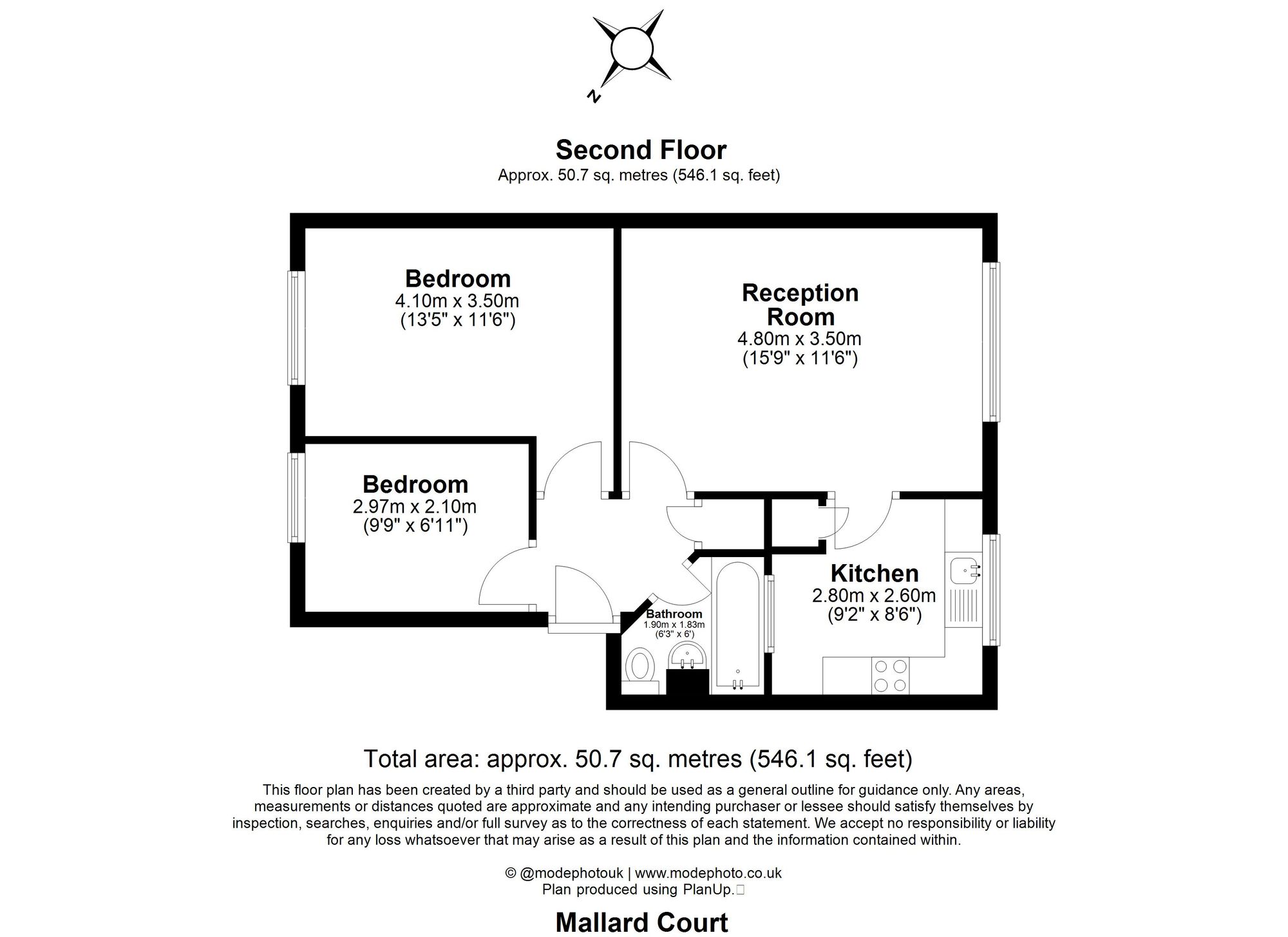 2 bed flat for sale in Mallard Court, Stocksfield Road, Walthamstow, E17 - Property floorplan