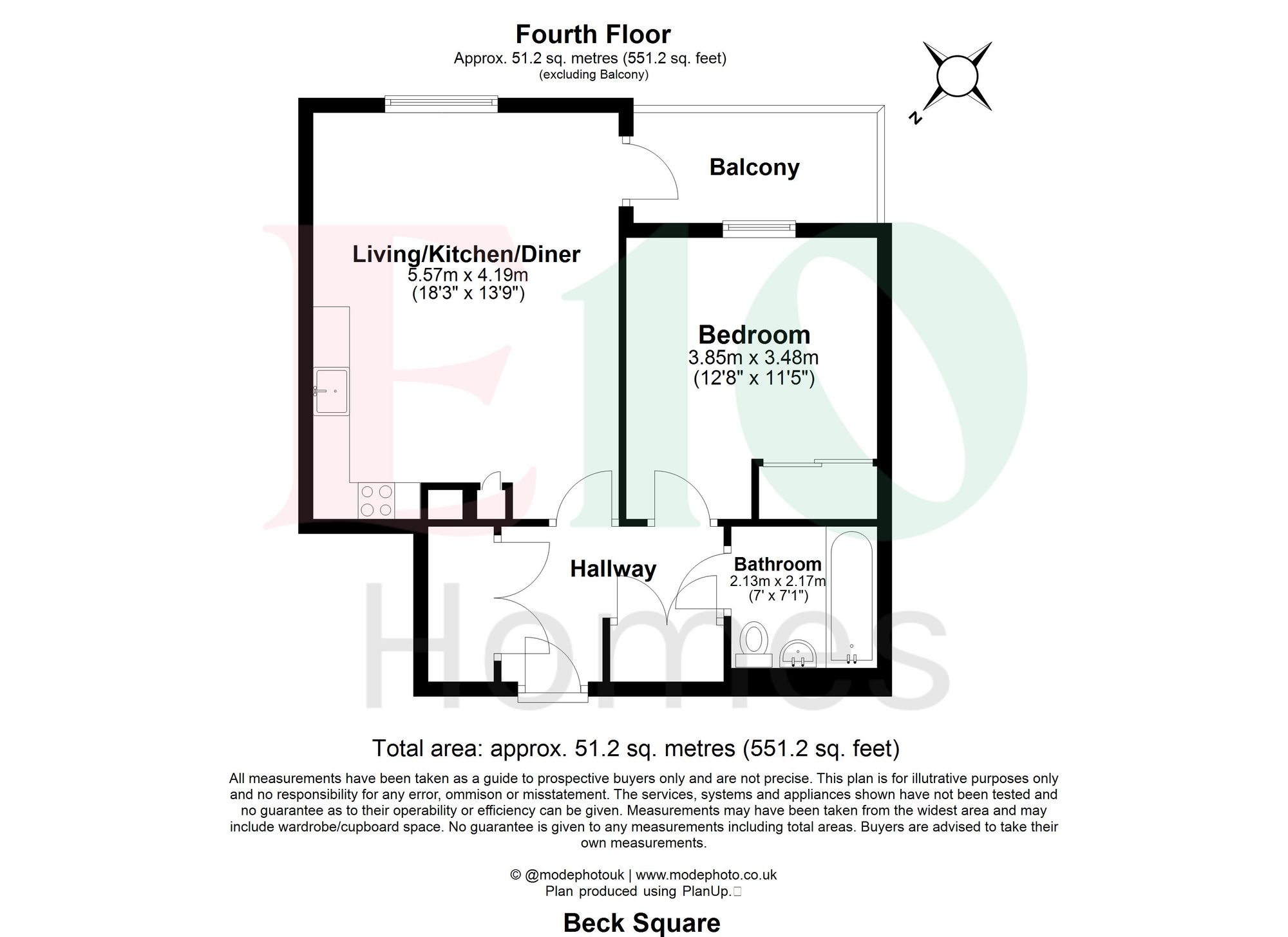 1 bed apartment for sale in Beck Square, London, E10 - Property floorplan