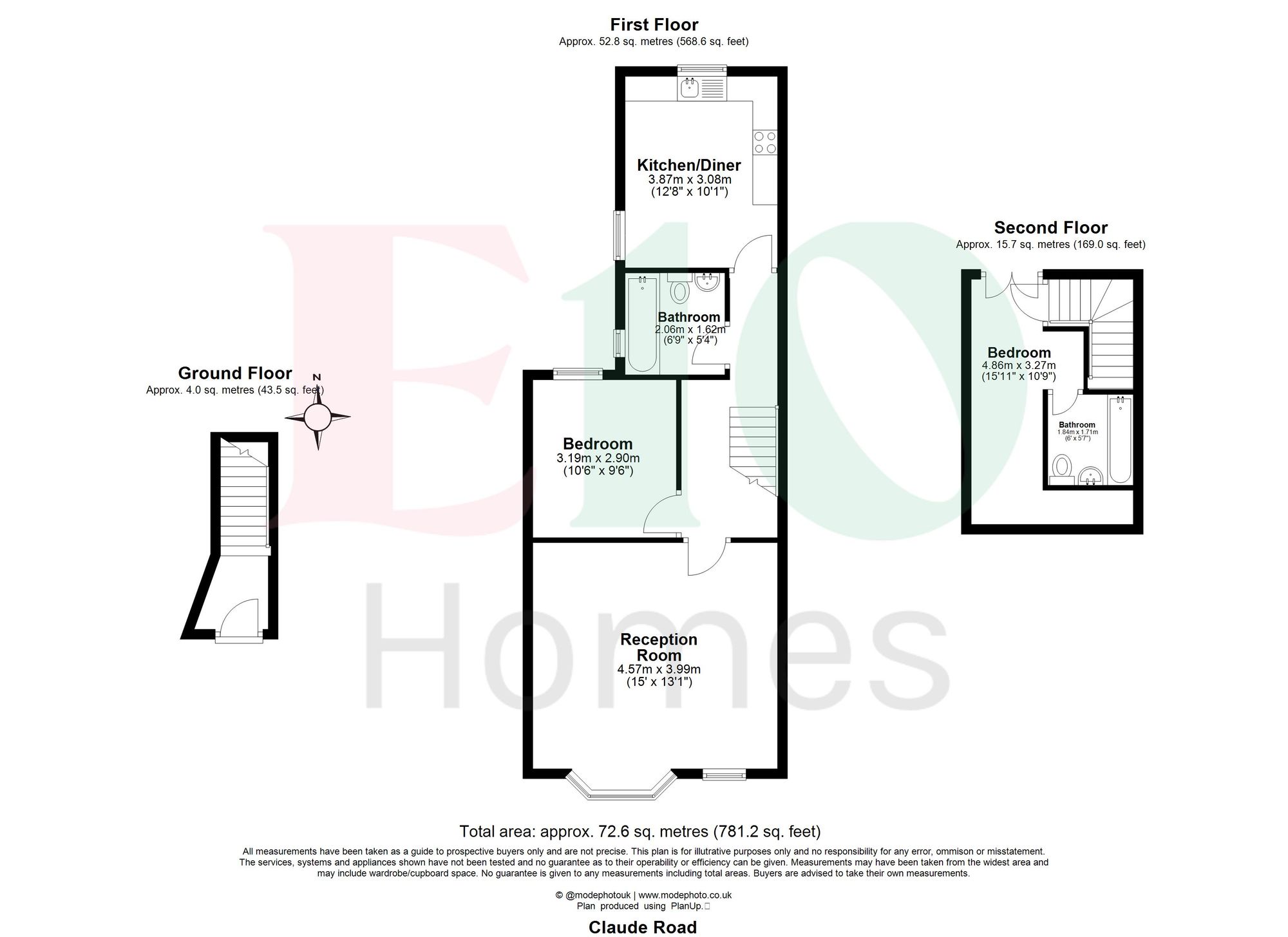 2 bed flat for sale in Claude Road, Leyton, E10 - Property floorplan