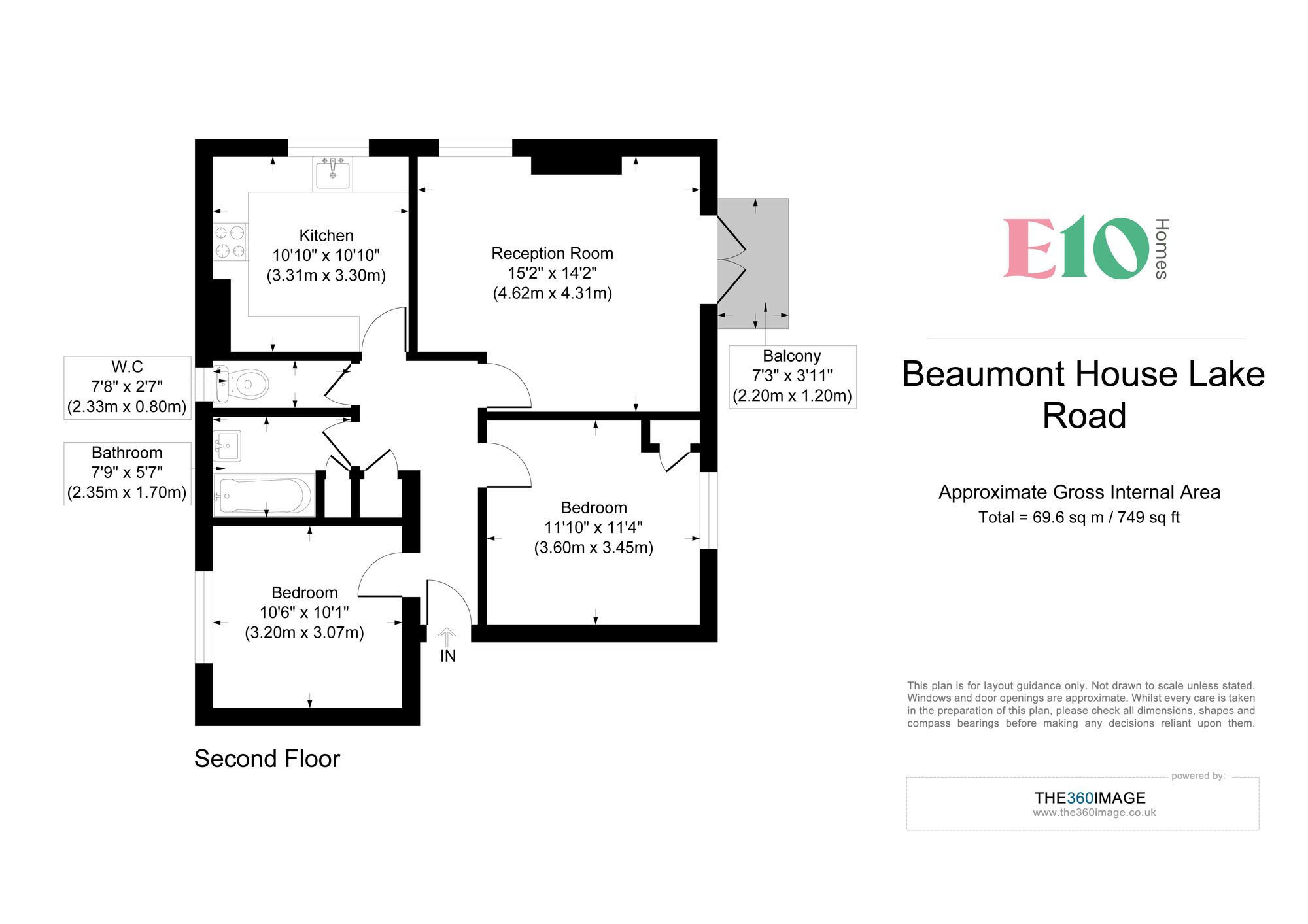 2 bed flat for sale in Beaumont House, Lake Road, Leyton, E10 - Property floorplan