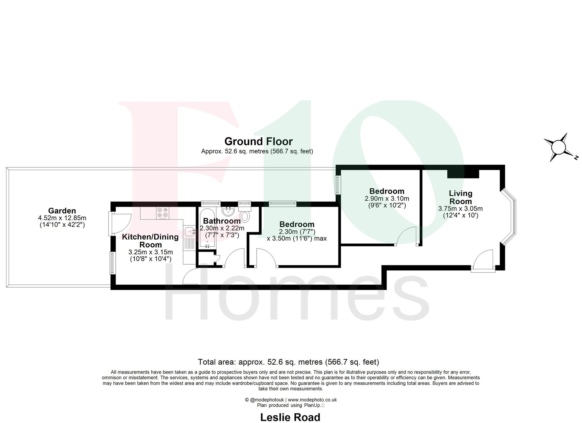 2 bed flat for sale in Leslie Road, Leytonstone, E11 - Property floorplan