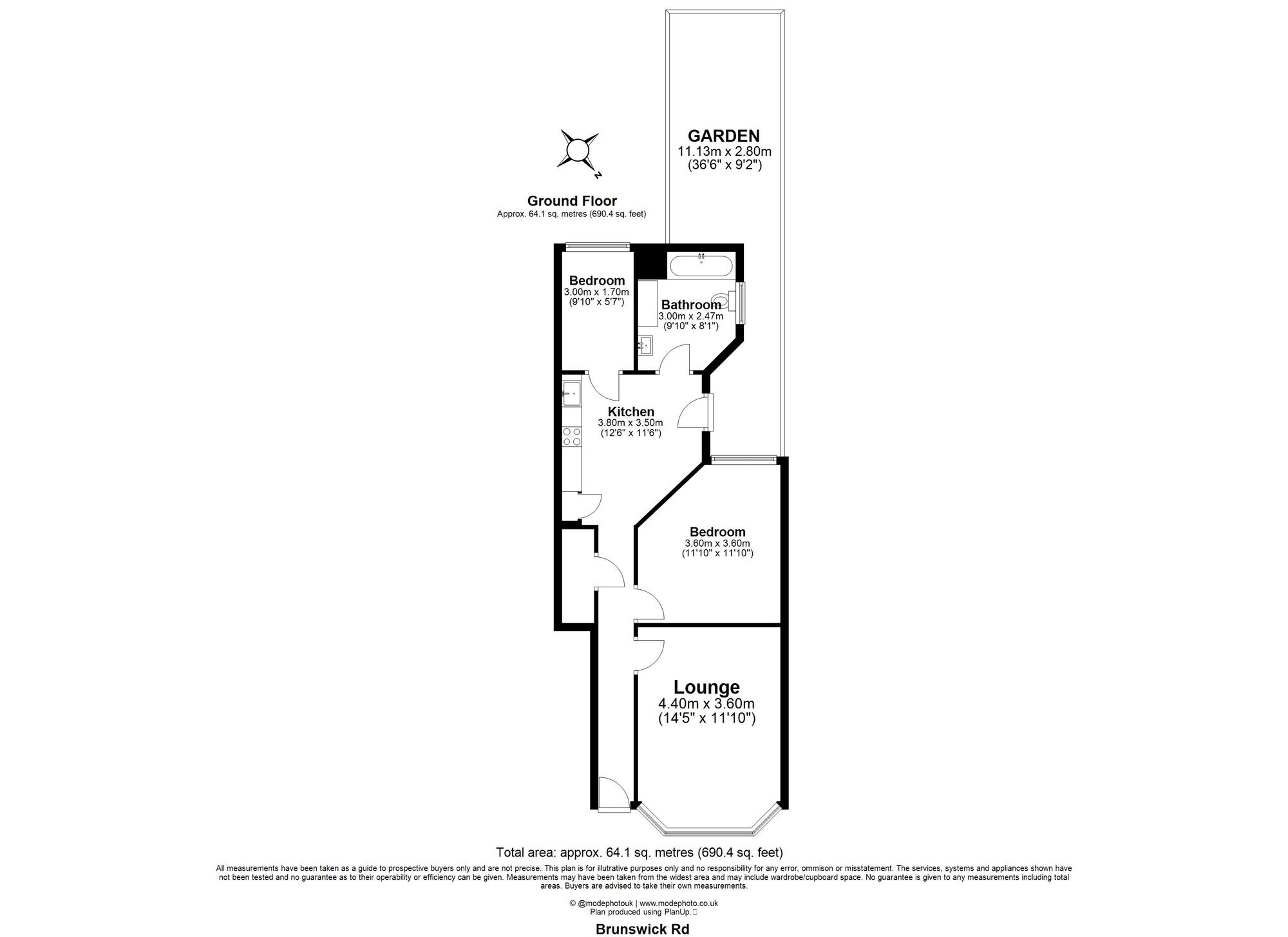 2 bed ground floor flat for sale in Brunswick Road Leyton, E10 - Property floorplan