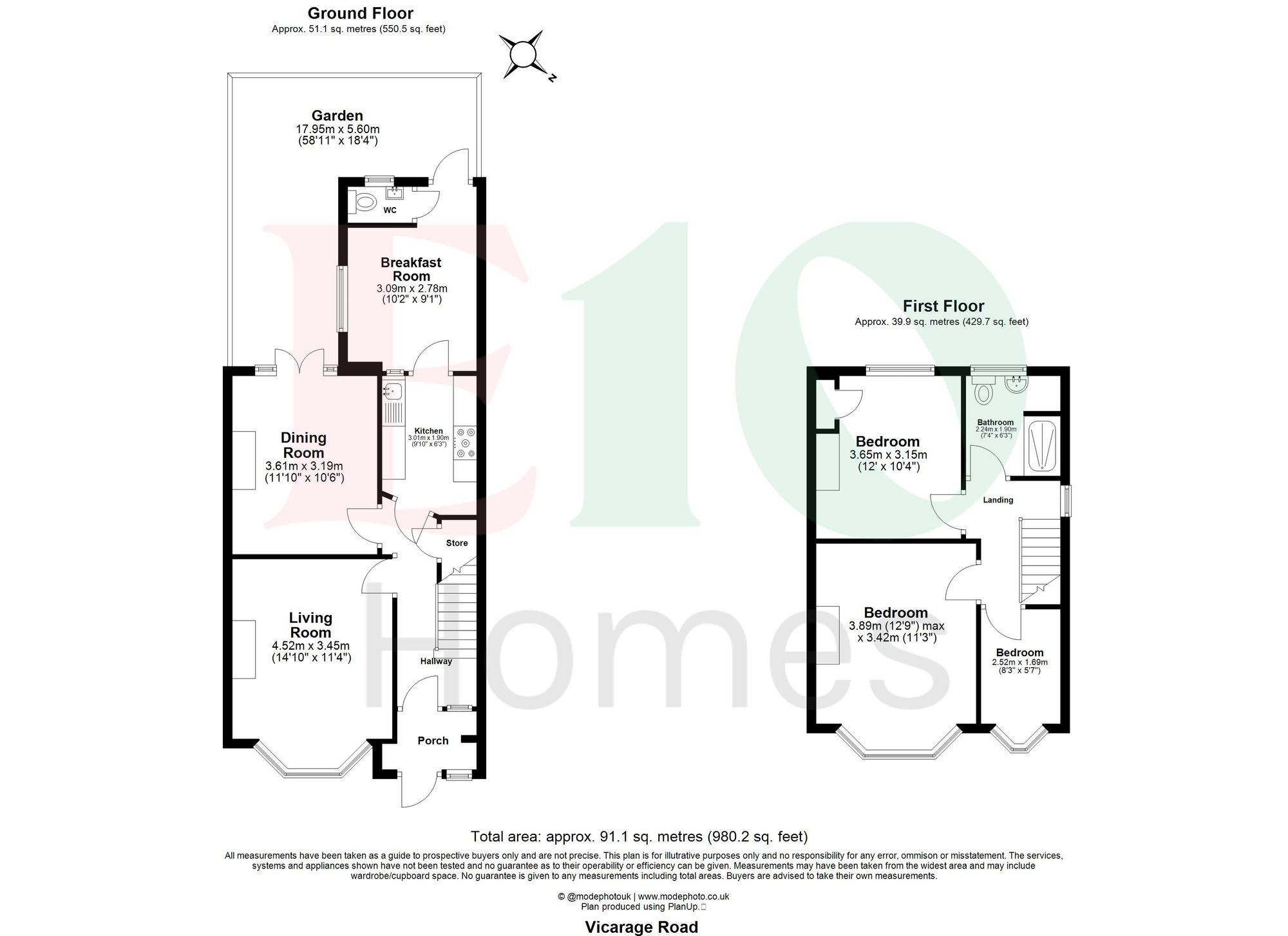 3 bed mid-terraced house for sale in Vicarage Road, Leyton, E10 - Property floorplan