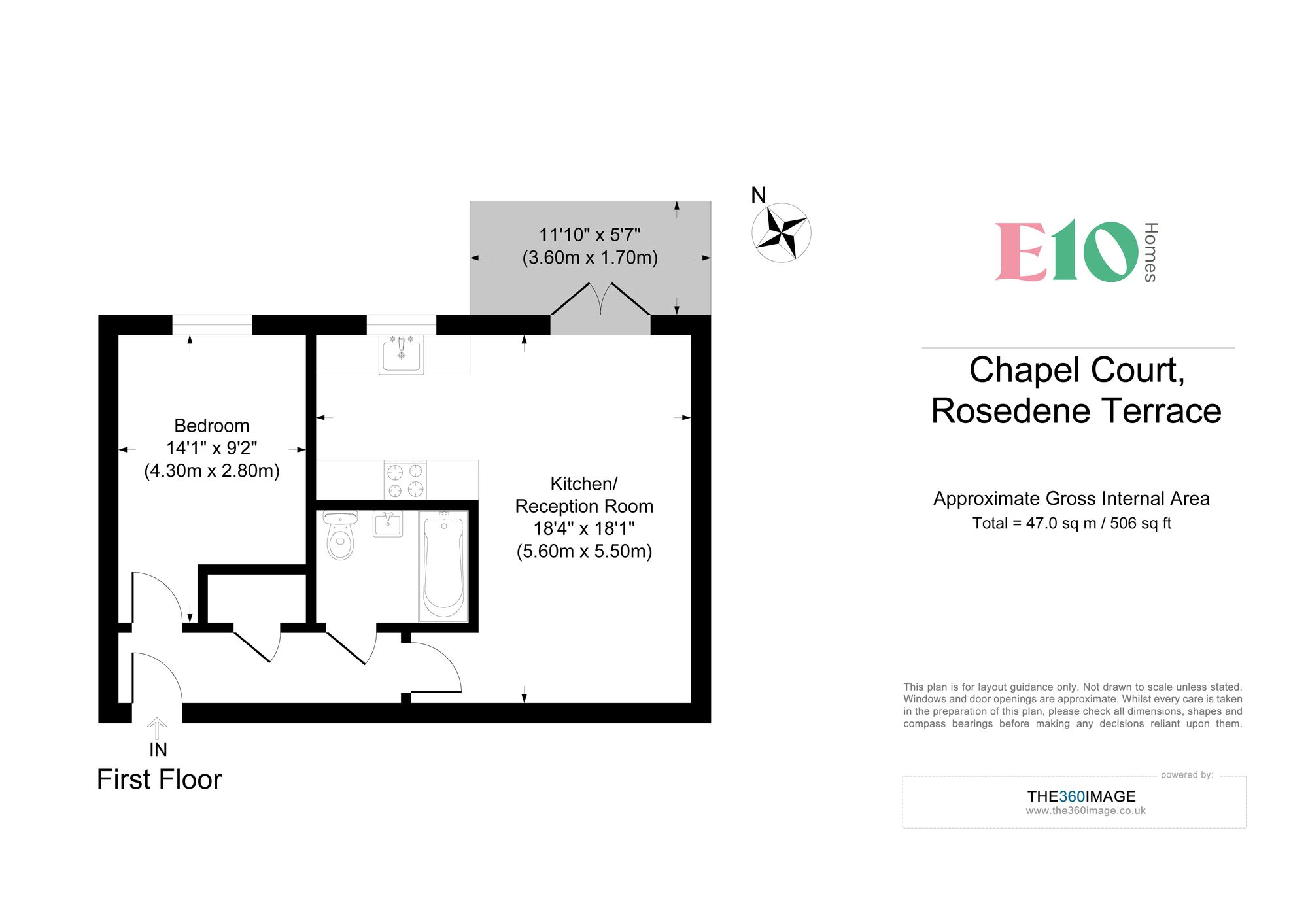 1 bed flat to rent in Chapel Court, Rosedene Terrace, Leyton, E10 - Property floorplan