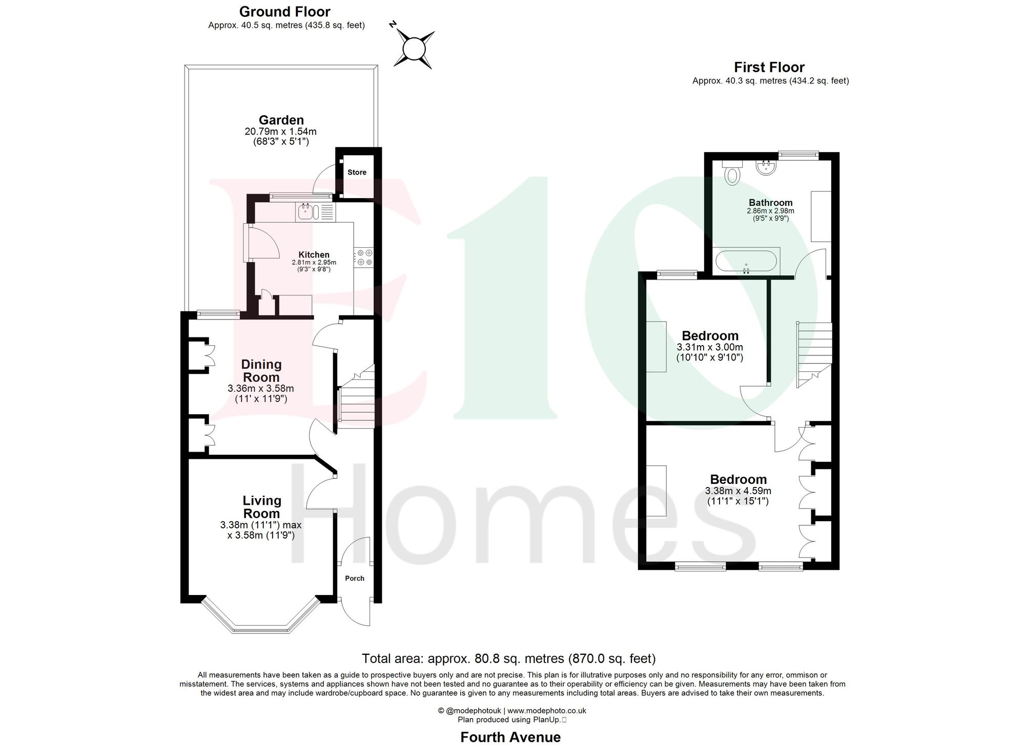 2 bed mid-terraced house for sale in Fourth Avenue, London, E12 - Property floorplan