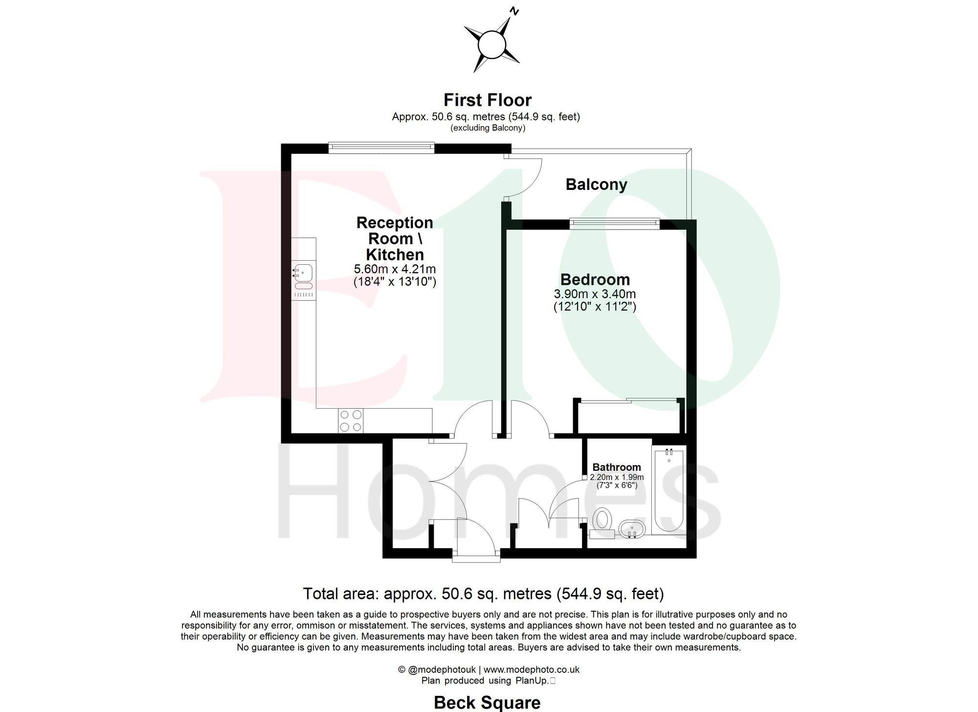 1 bed apartment for sale in Beck Square, Leyton, E10 - Property floorplan