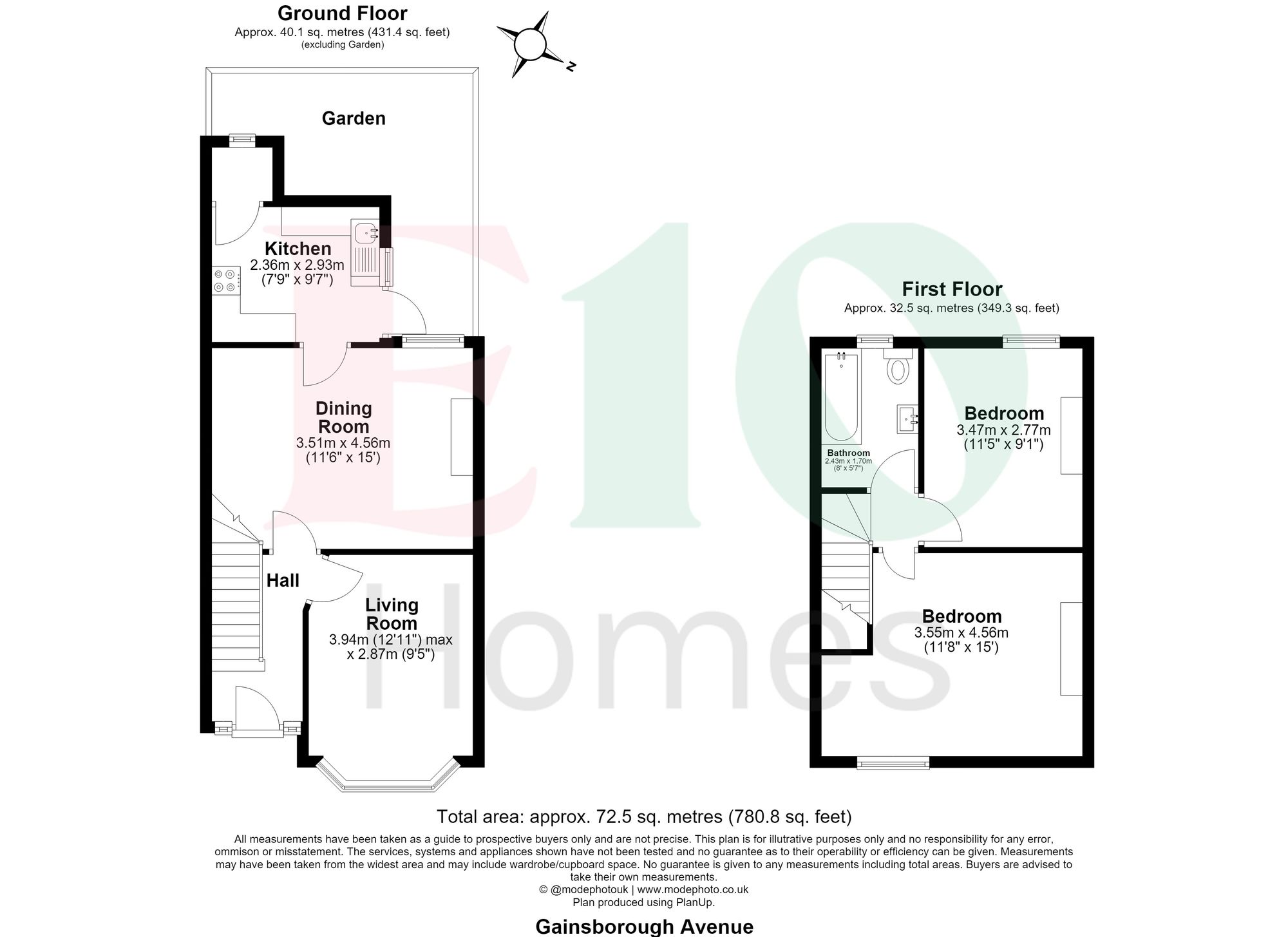 2 bed end of terrace house for sale in Gainsborough Avenue, London, E12 - Property floorplan